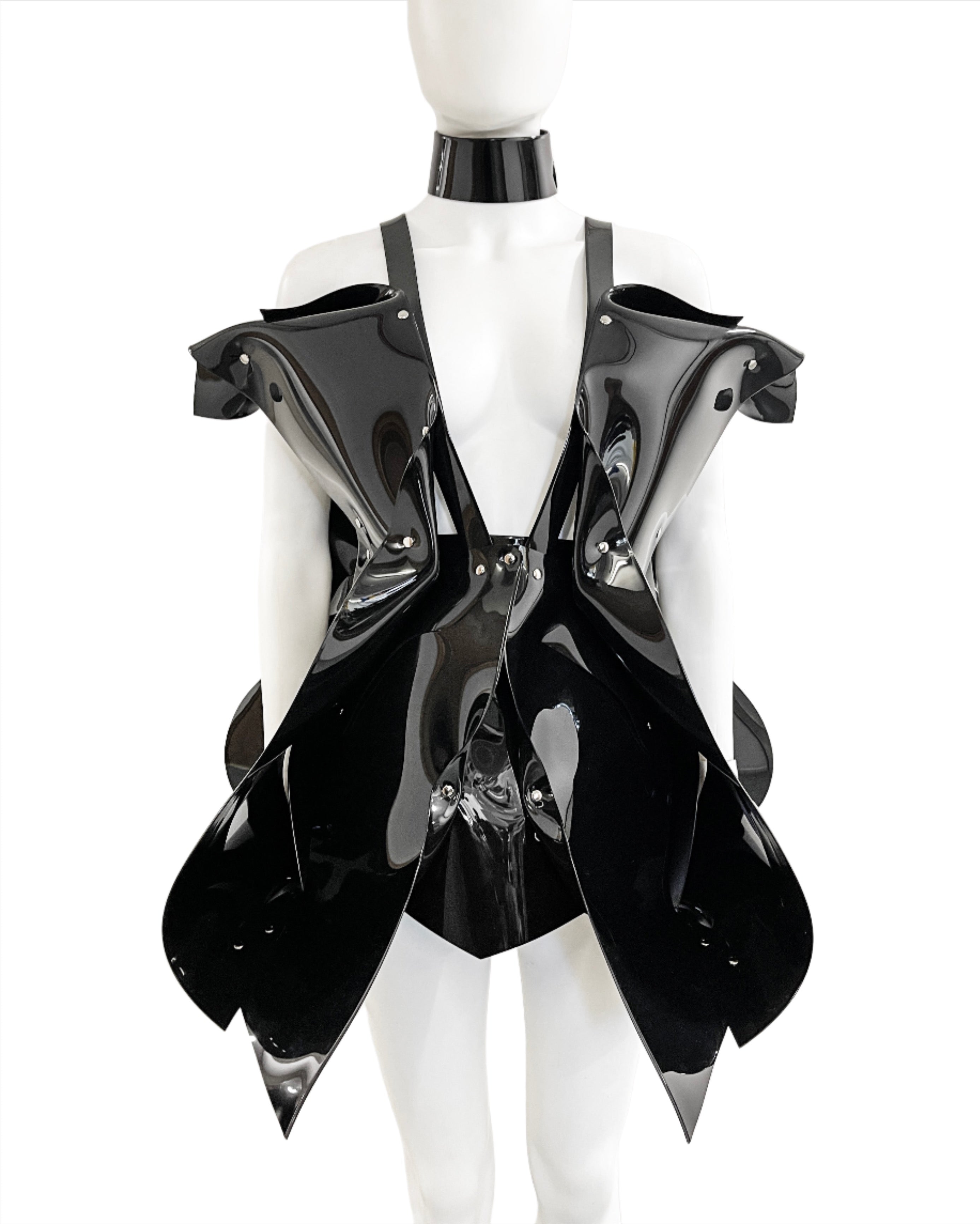 Nicki minaj No Frauds Video Red sculpture dress By Jivomir Domoustchiev featuring Drake custom designer celebrity cosplay kink vinyl vegan dress Queen Nicki robot future lux money love luxury designer