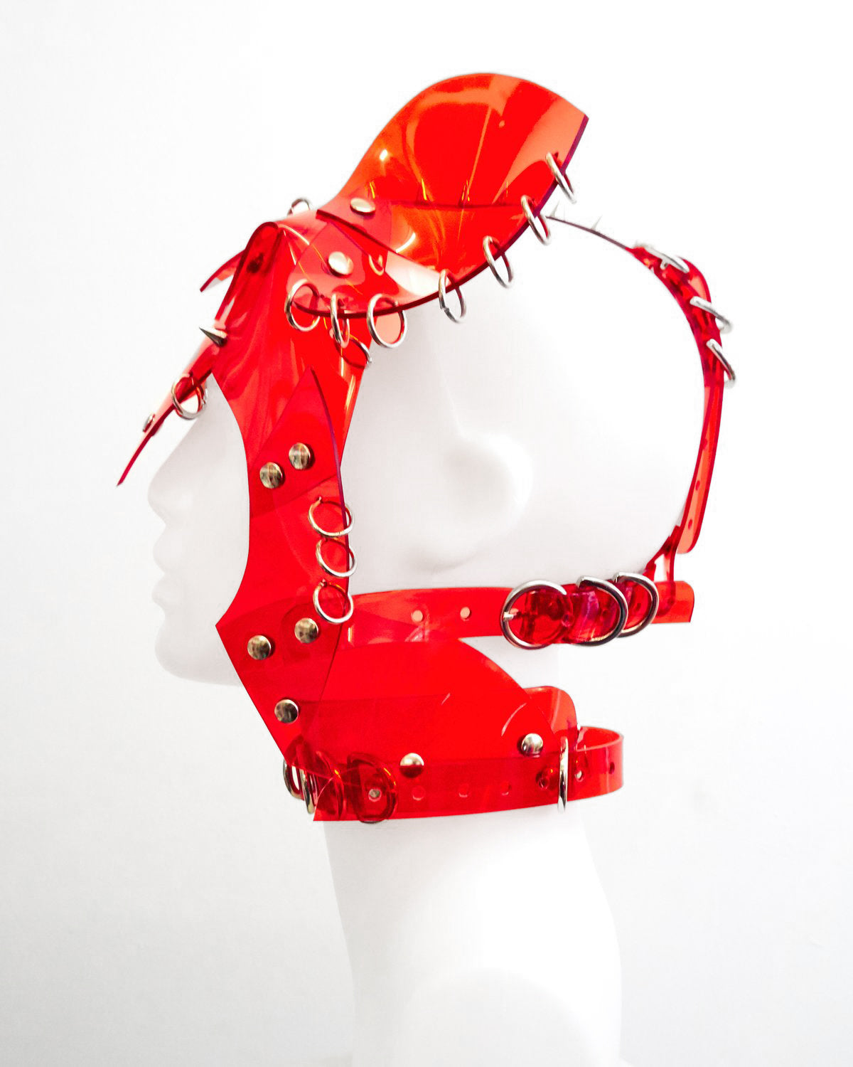 Vegan vinyl spirit animal studded kink role-play anime headpiece mask carnival rabbit cat eagle wolf dog ring Jivomir Domoustchiev