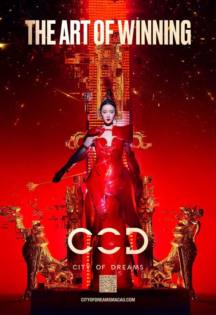 Nick Knight photographs the enchanting Du Juan wearing a custom Jivomir Domoustchiev clear red dress and sculpture coat for City Of Dream Hotel