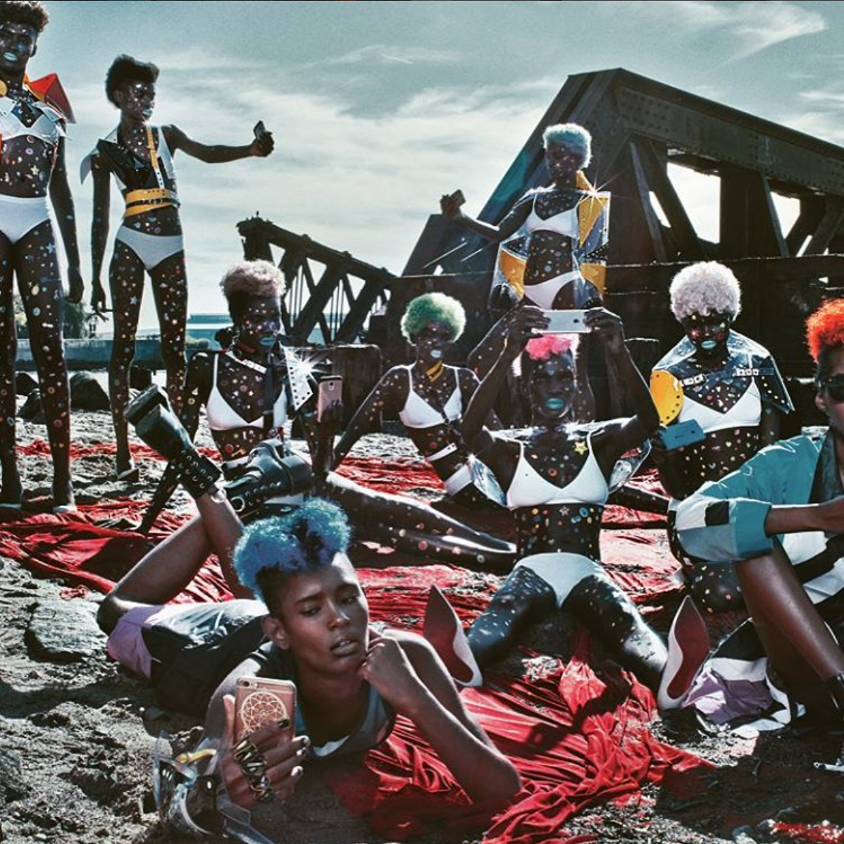 supermodels wearing ATÉLIER JIVOMIR Resort collection for Vogue Italia photographed by Steven Klein