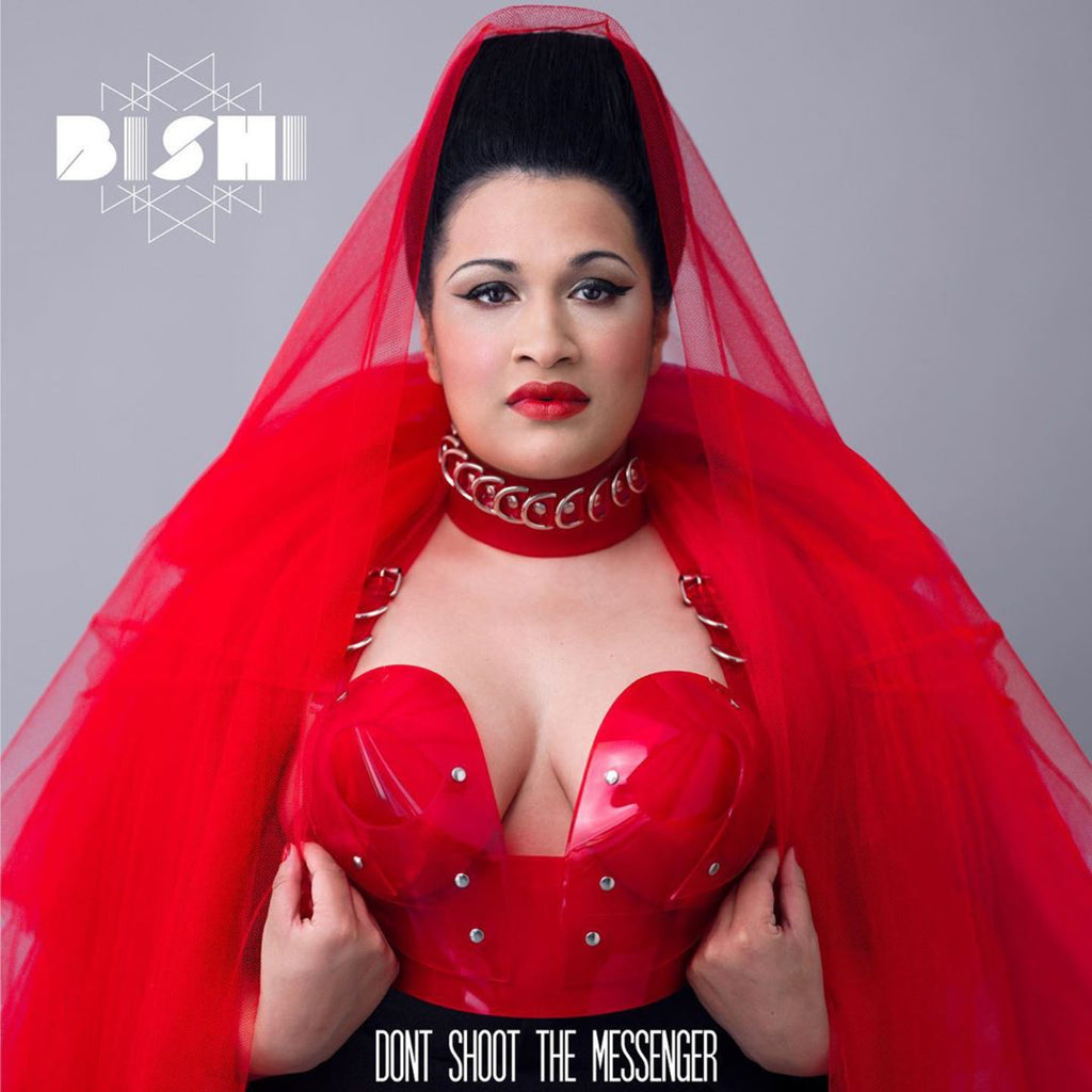 Bishi ❤️ wearing Jivomir Domoustchiev transparent red sculpture bustier