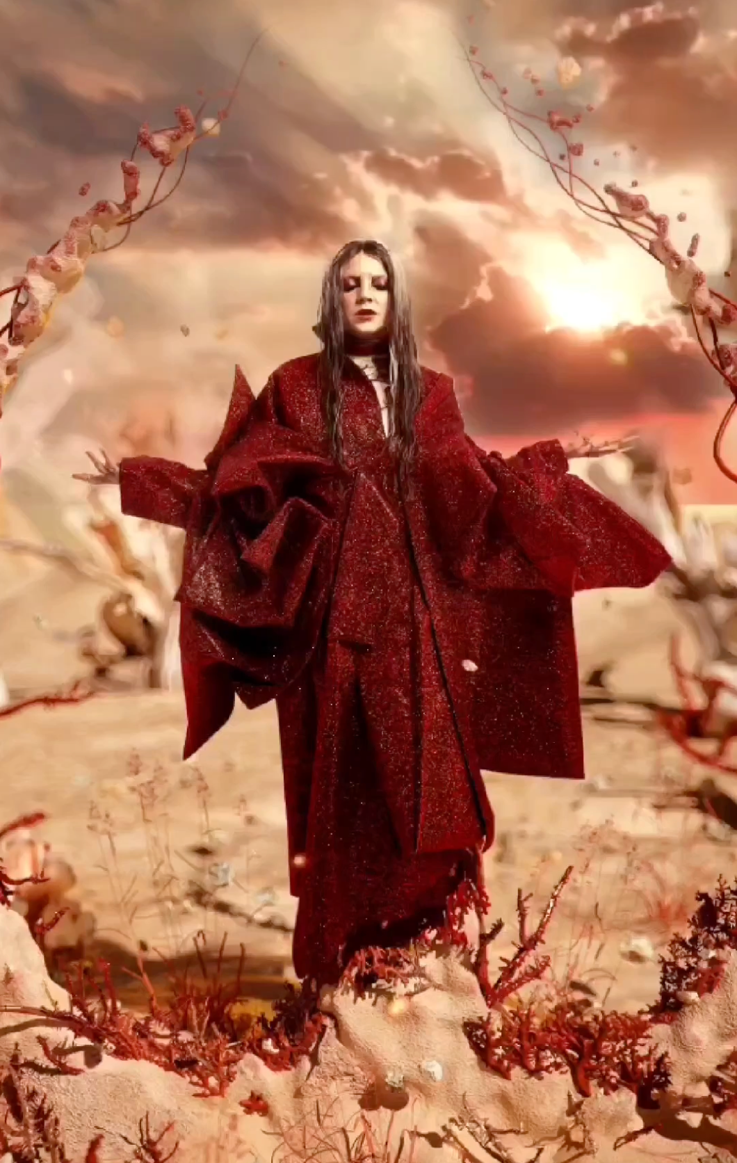 Tiggi Hawke wearing my Half and Half Star Glitter coat for her album cover artwork