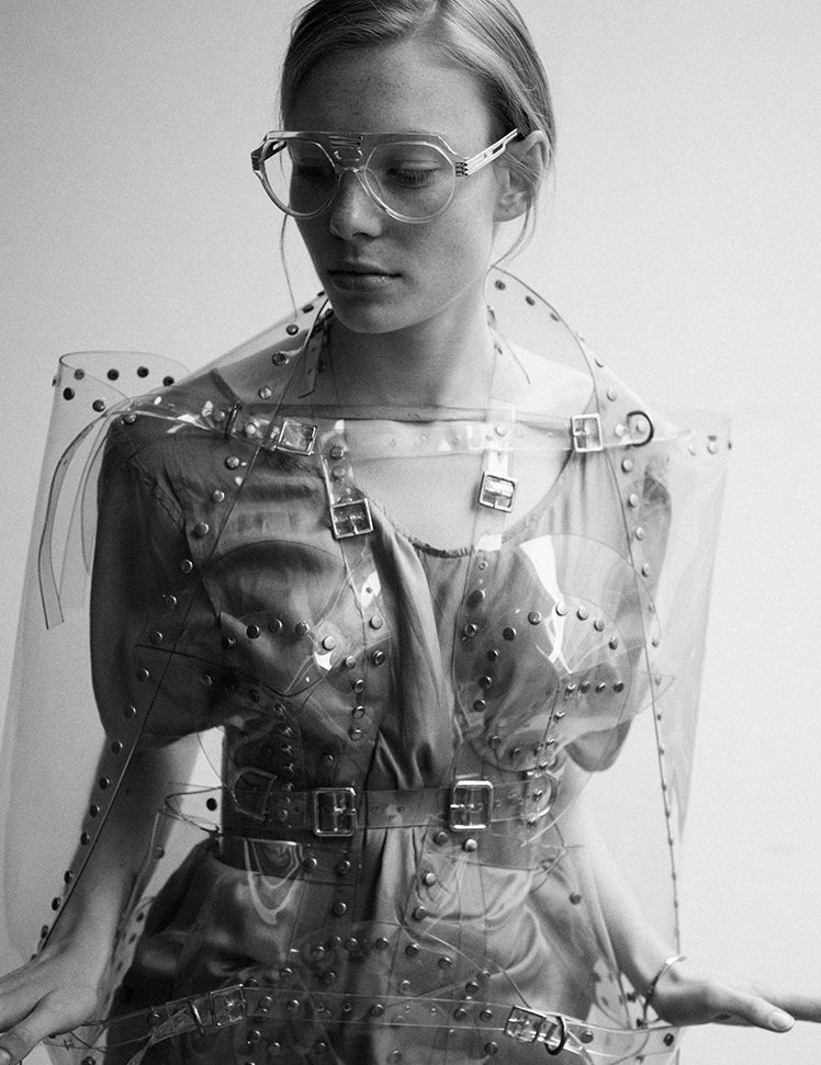 Jivomir Domoustchiev clear studded vinyl dress featured in One Magazine