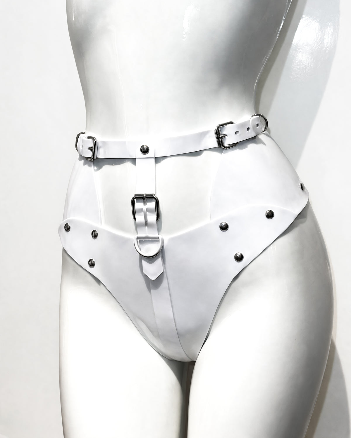 ATÉLIER JIVOMIR LUXURY VEGAN VINYL ROBO HIPSTER LINGERIE INTIMATES KNICKERS  WHITE
