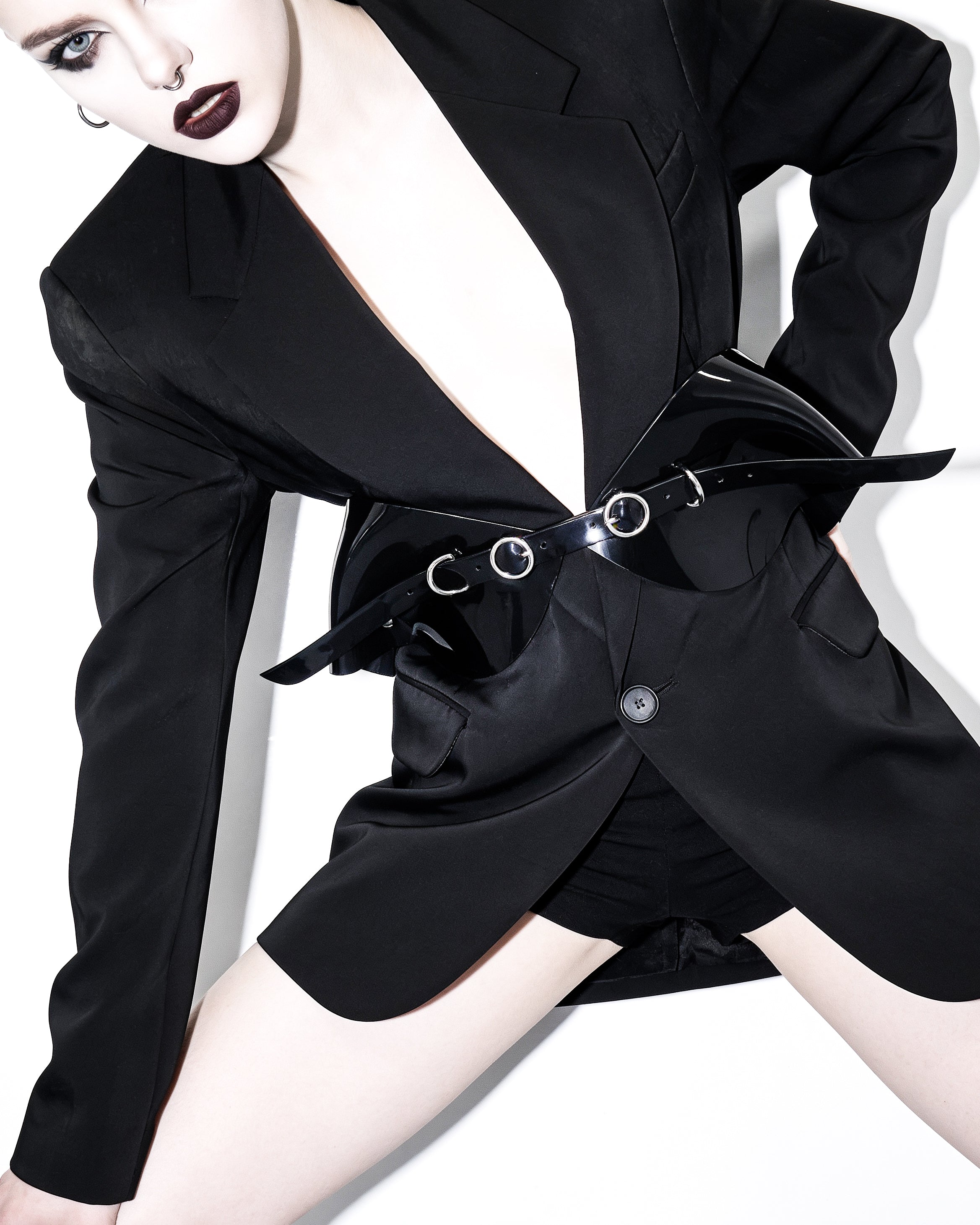ATÉLIER JIVOMIR VEGAN VINYL LUXURY SCULPTURE WAIST BELT FASHION ACCESSORY