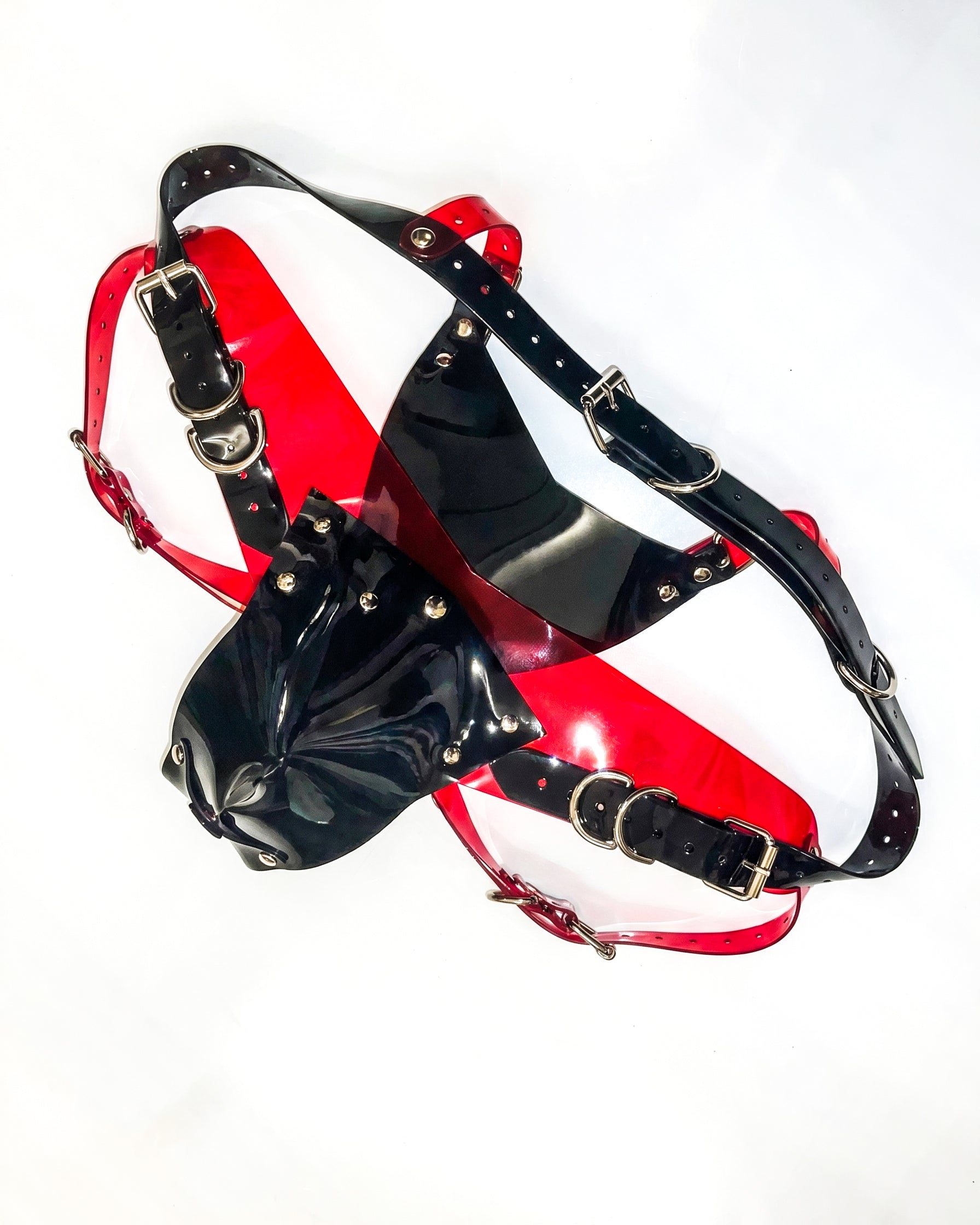 Mens vegan vinyl rave gladiator clubbing set by ATÉLIER JIVOMIR cosplay superhero future fashion hand crafted
