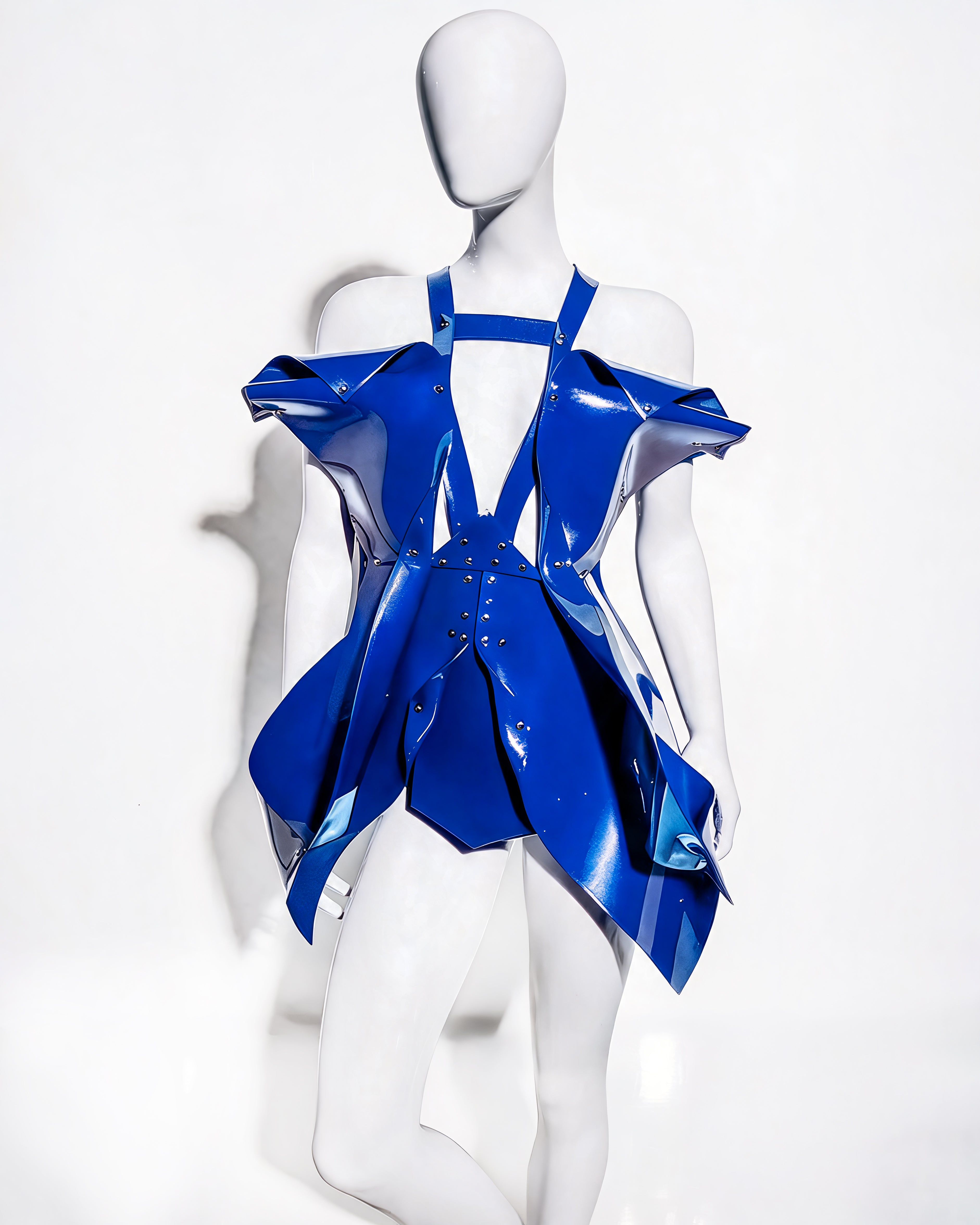 Nicki Minaj No Frauds Video Red LUXURY VEGAN sculpture dress By ATÉLIER JIVOMIR featuring Drake custom celebrity cosplay kink vinyl PVC dress money love INDEPENDENT designer BLUE