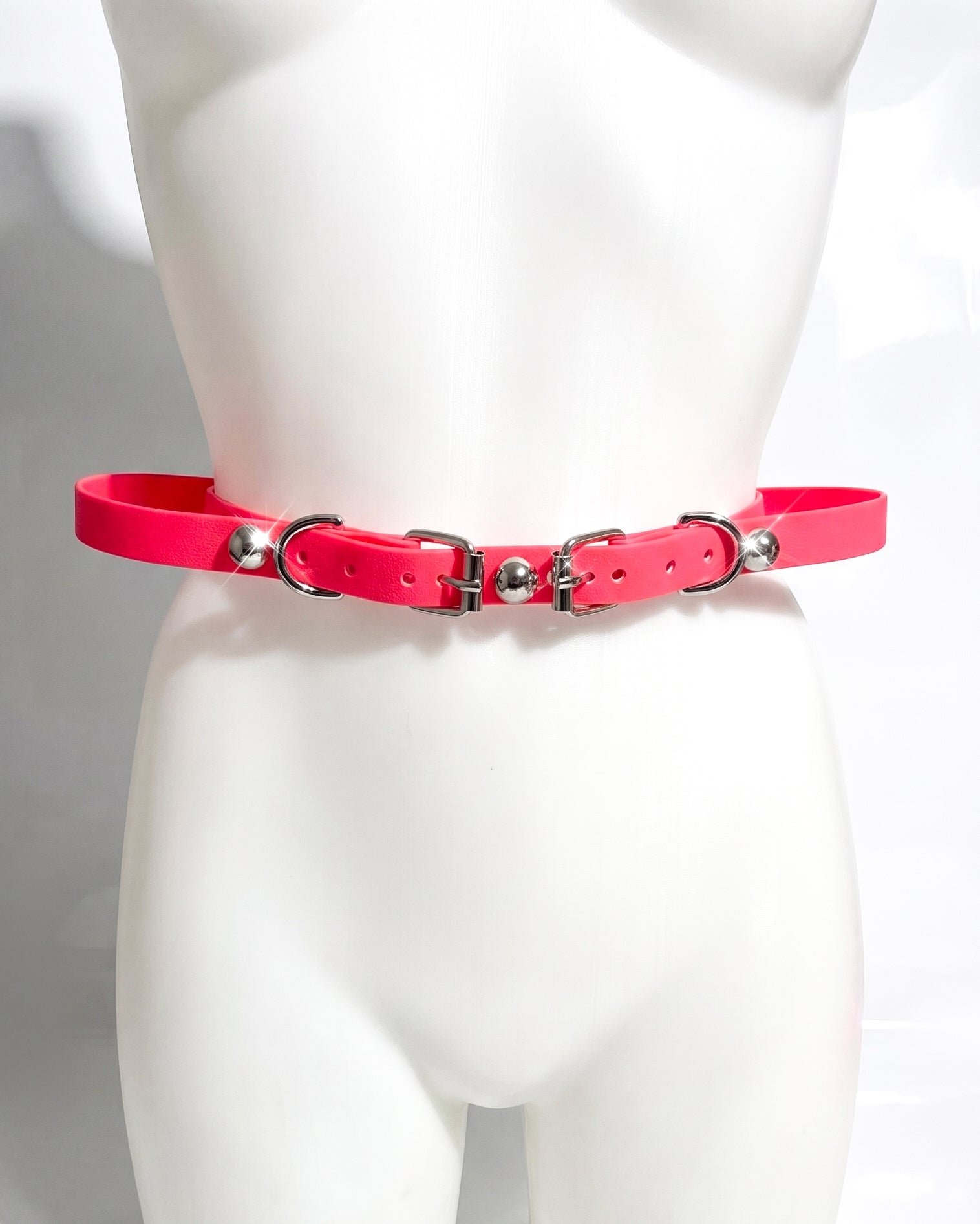ATÉLIER JIVOMIR Vegan Rubberised Waterproof strapping belt fashion accessory neon 