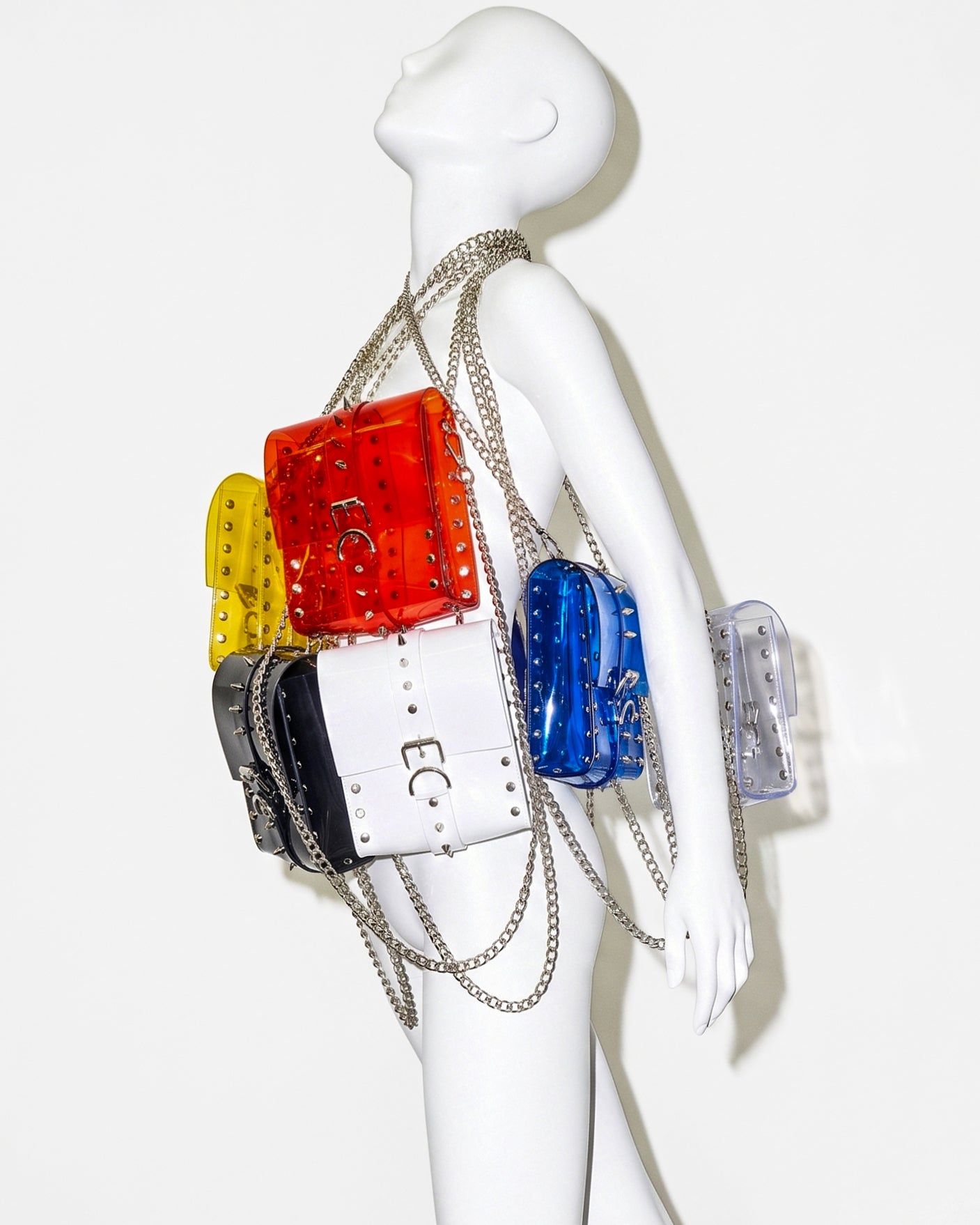 ATELIER JIVOMIR DREAM COLLECTOR HANDBAG PURSE LUXURY VEGAN VINYL PVC studded transparent clear multi colour six bags