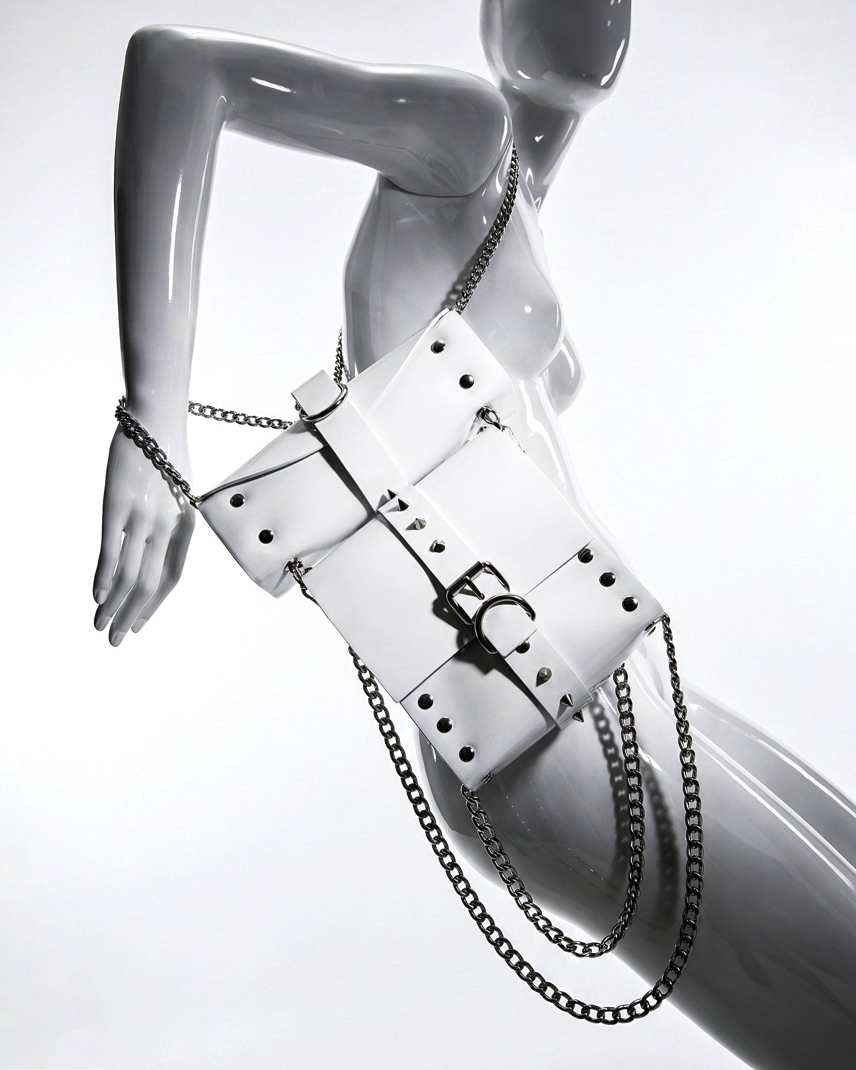 ATELIER JIVOMIR DREAM COLLECTOR HANDBAG PURSE LUXURY VEGAN VINYL PVC studded transparent clear white two styles