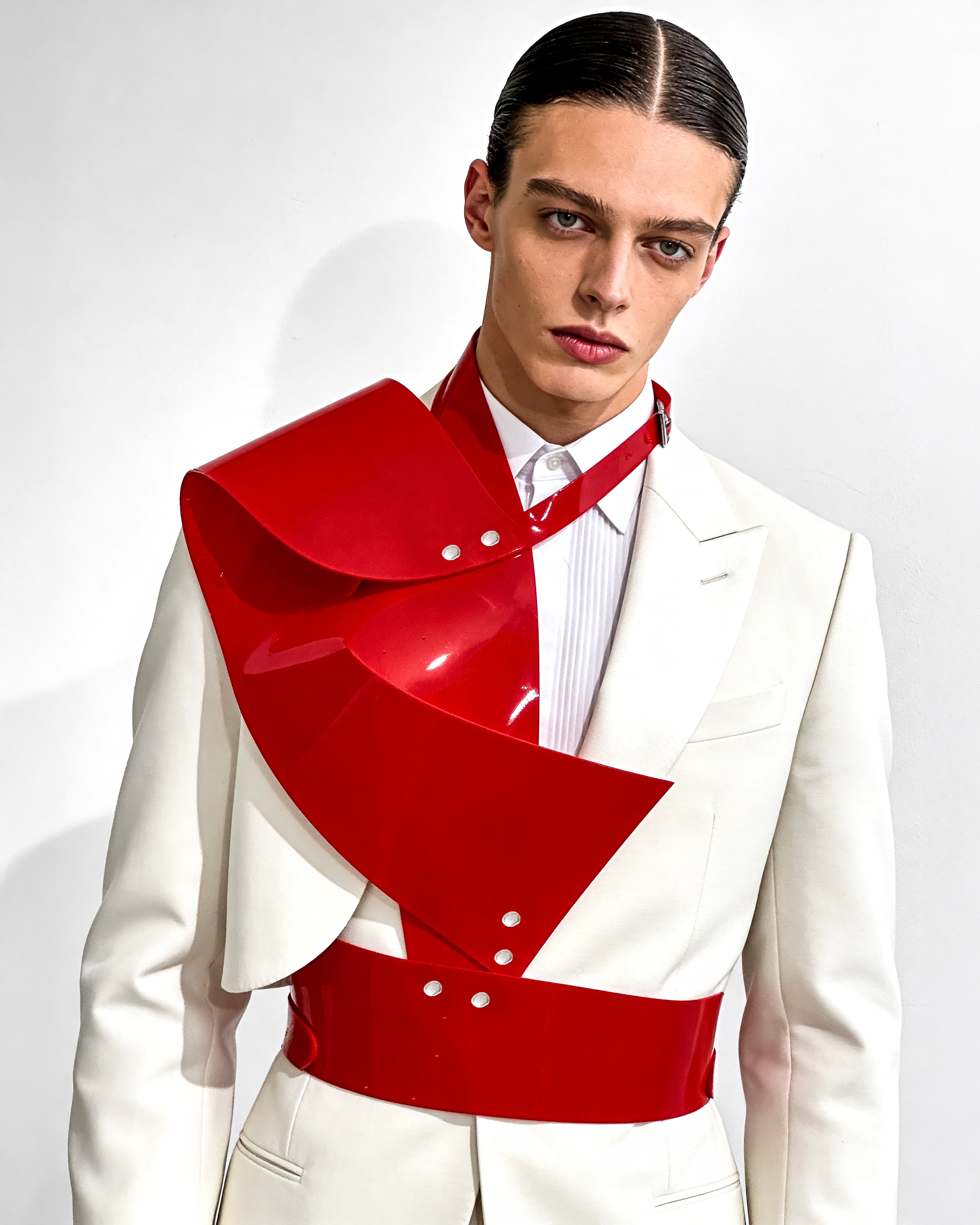 ATÉLIER JIVOMIR vegan half harness fashion accessory red mens women's belt luxury accessory vinyl future
