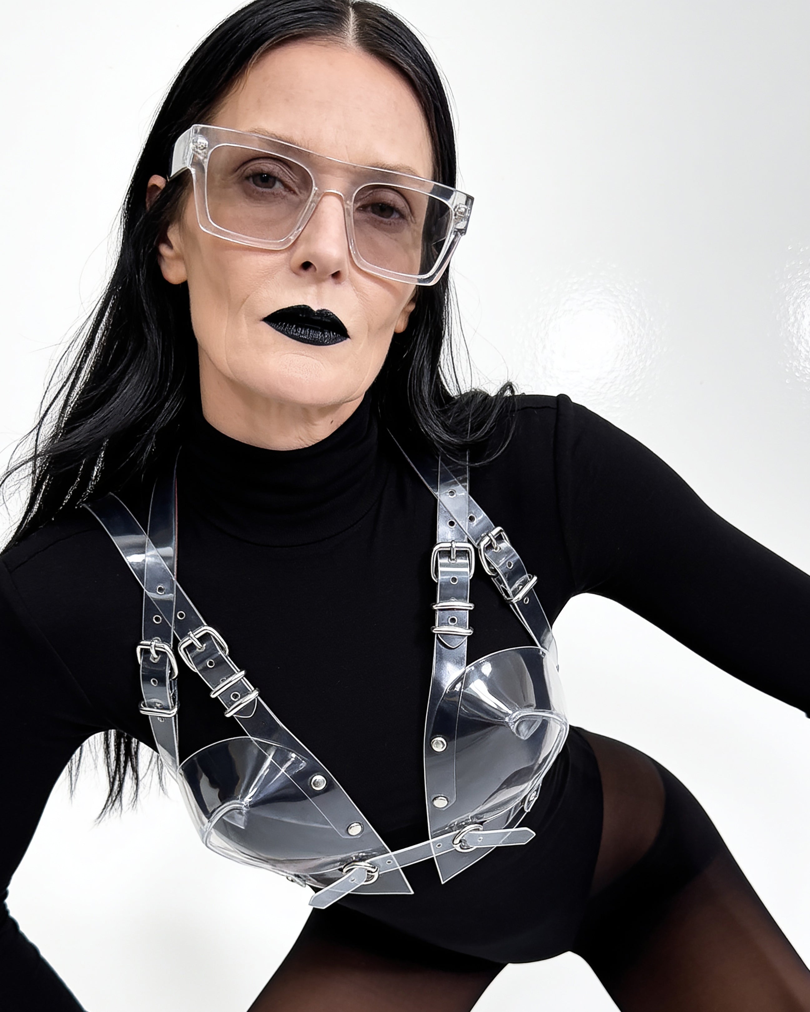 ATÉLIER JIVOMIR LUXURY VEGAN PVC HEART SCULPTURE X BRA ESSENTIAL HAND CRAFTED MUST HAVE KINK FASHION LATEX ACCESSRORIE
