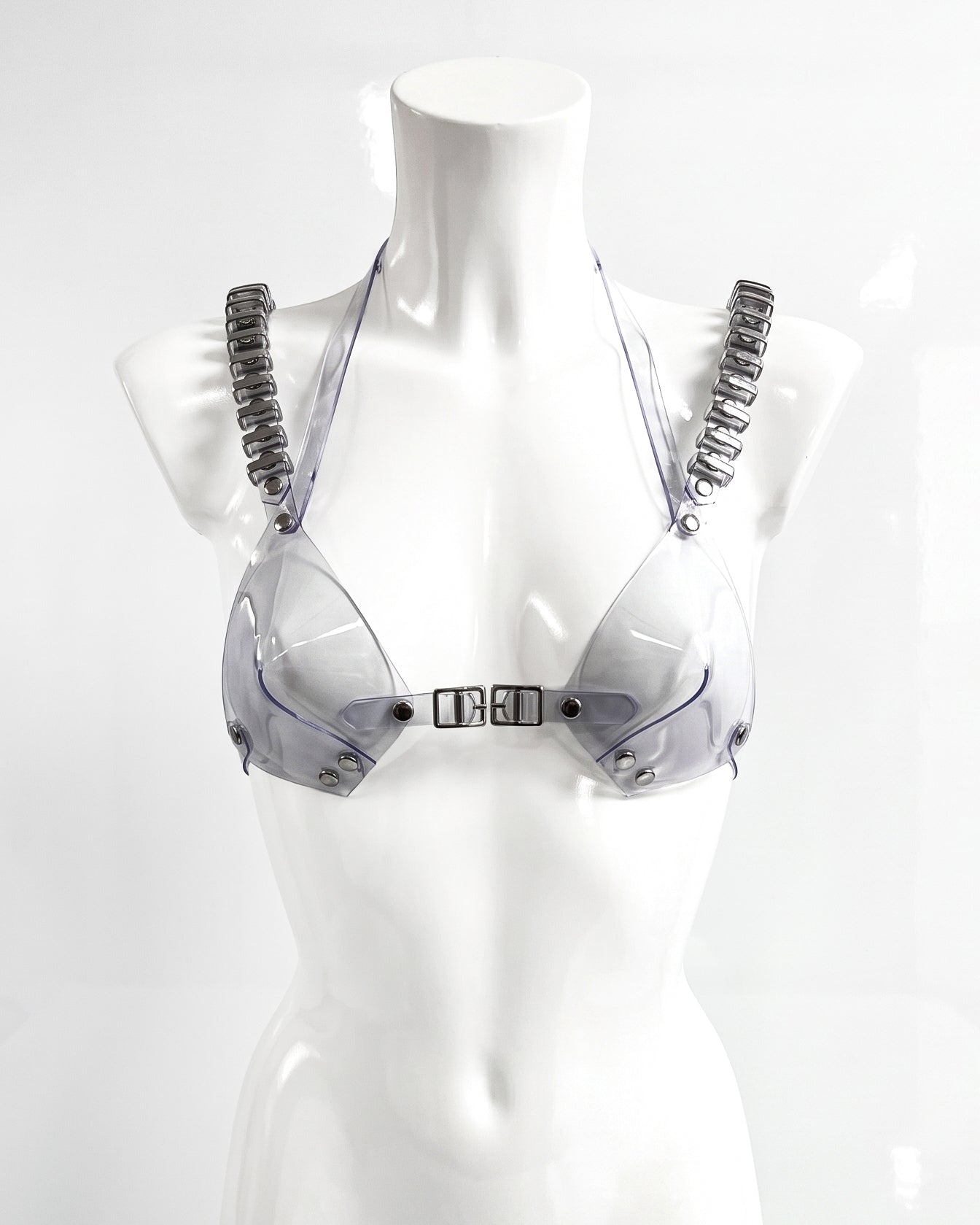 ATÉIER JIVOMIR LUXURY VEGAN MICRO BRA RING VINYL LINGERIE INTIMATES BRALET ESSENTIAL CLEAR
