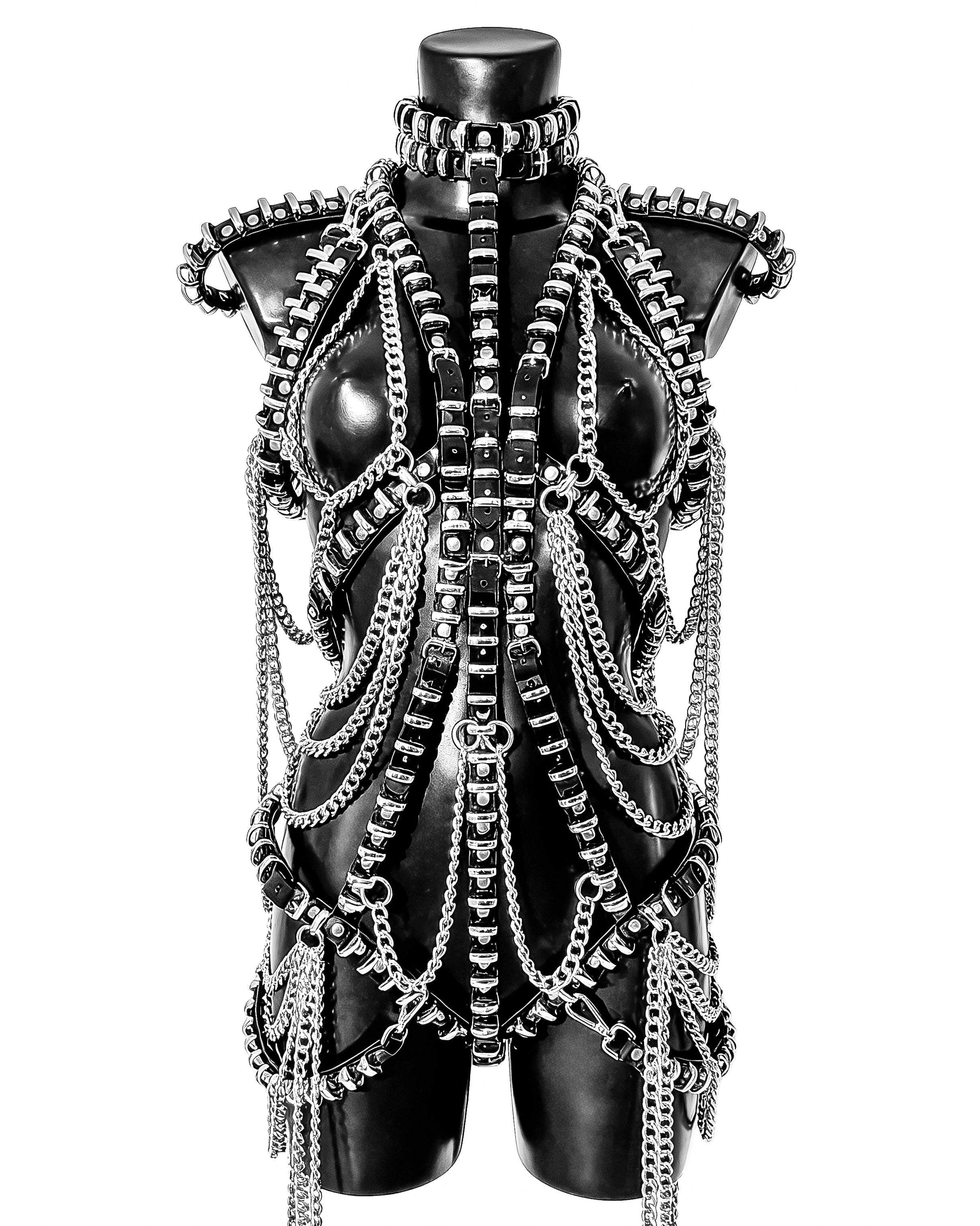 ATÉLIER JIVOMIR  vegan luxury showgirl gold chain ring FASHION dress SHOWGIRL CABARET