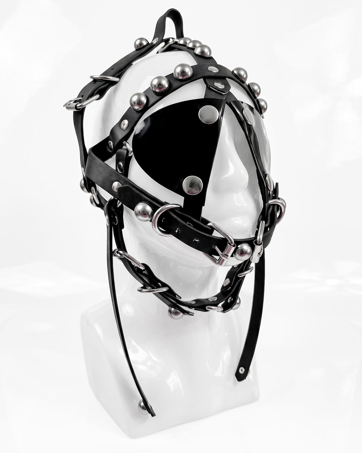 ATÉIER JIVOMIR MASK HEADPIECE FACE HARNESS STUDED LUXURY FASHION KINK ACCESSORY  BLACK