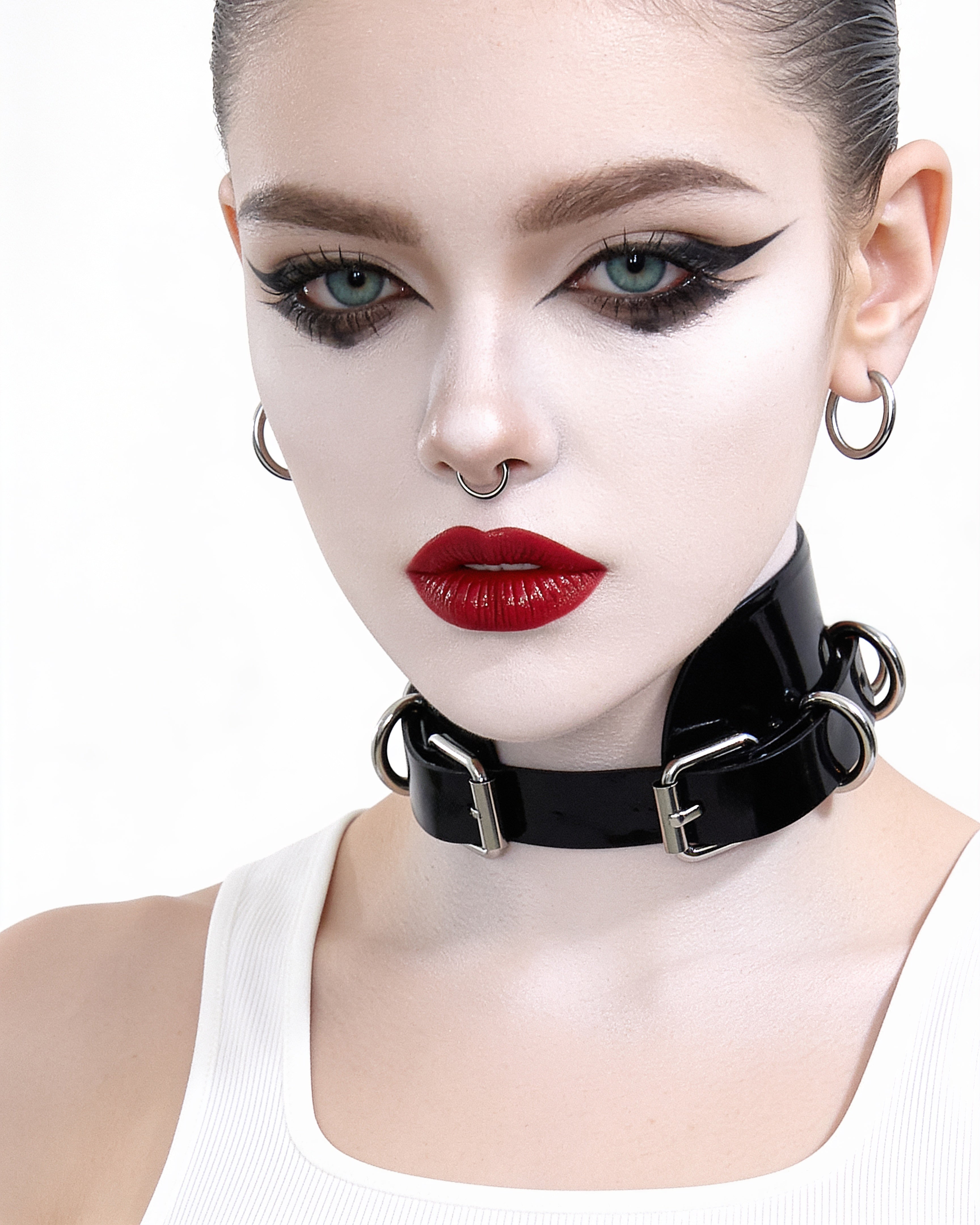 ATÉLIER JIVOMIR VEGAN VYNIL LUXURY CHOKER DOG COLLAR GENDERLESS FASHION ACCESSORY