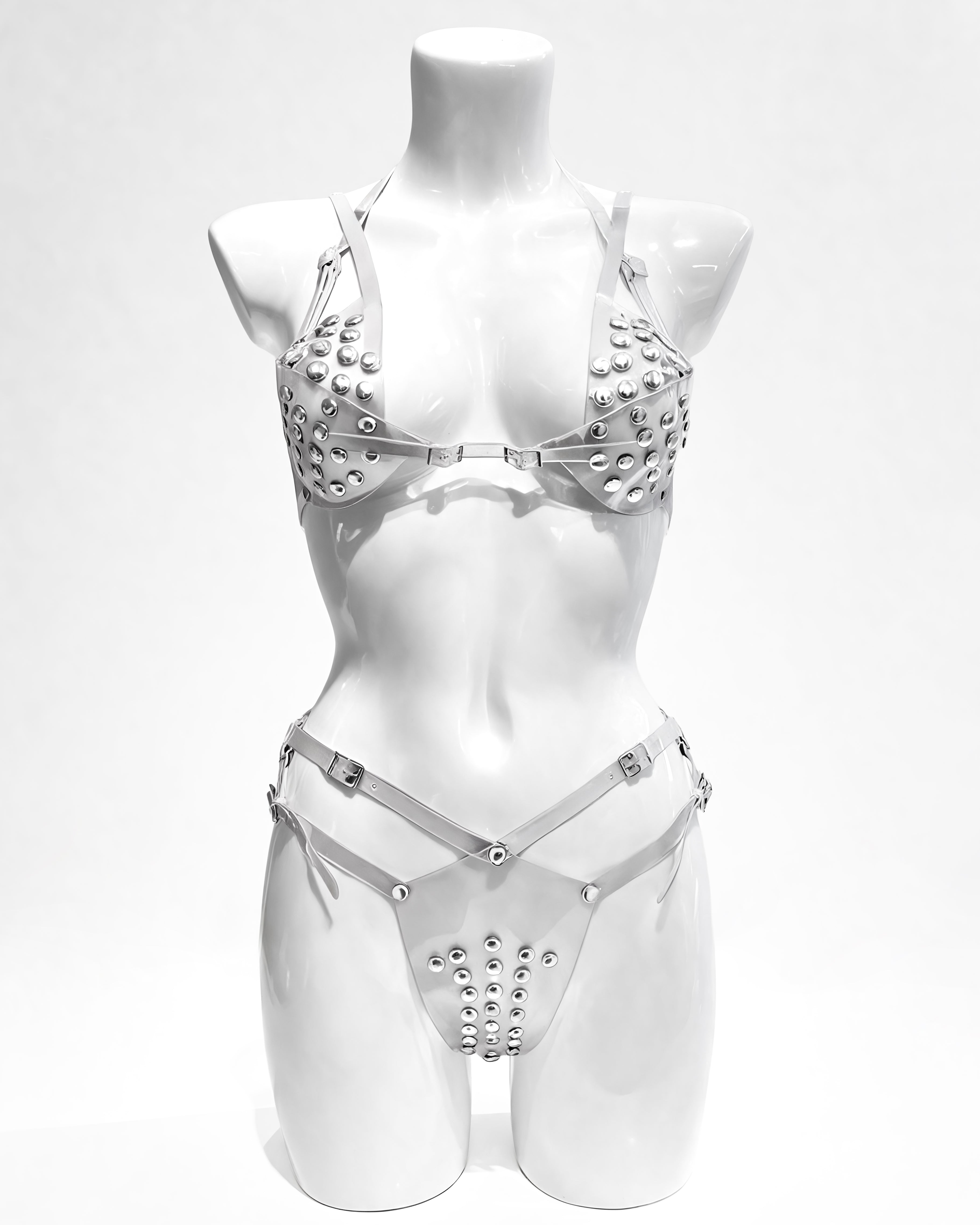 ATÉLIER JIVOMIR ONE FOR THE BRAVE SET VEGAN VINYL LUXURY LINGERIE LATEX INTIMATES BODY JEWELLERY