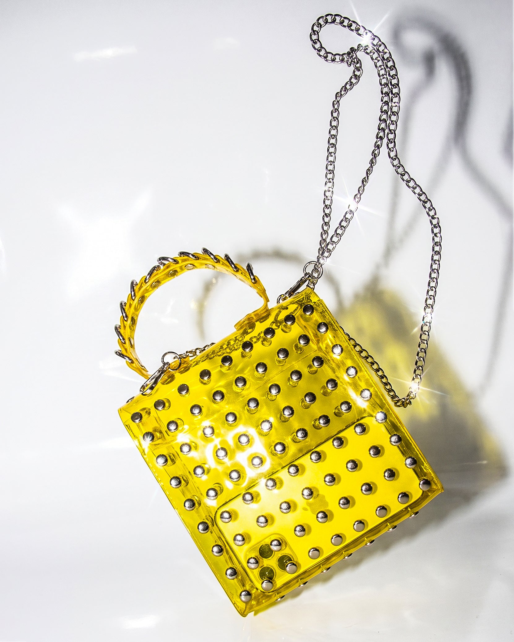 The Secret LUXURY VEGAN Purse HAND Bag ATÉLIER JIVOMIR must have small purse vegan vinyl handbag  yellow clear