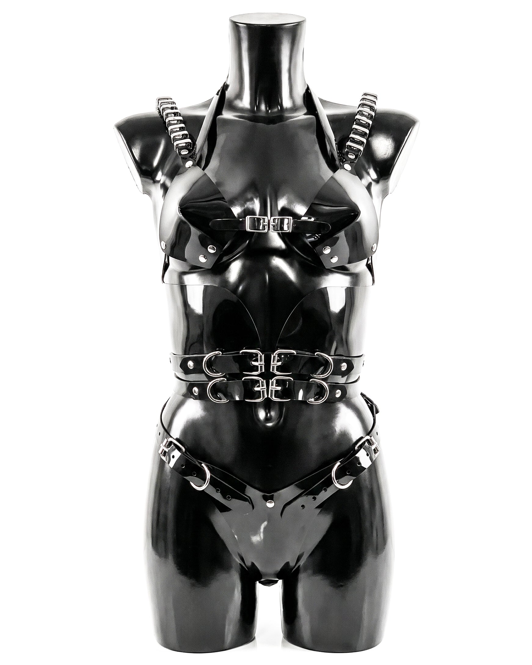 ATÉLIER JIVOMIR SIGNATURE CINCH SET luxury vegan kink intimates lingerie vinyl latex