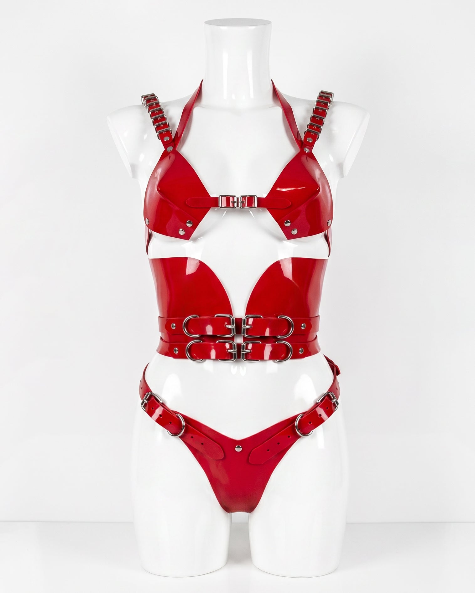 ATÉLIER JIVOMIR SIGNATURE CINCH SET luxury vegan kink intimates lingerie vinyl latex