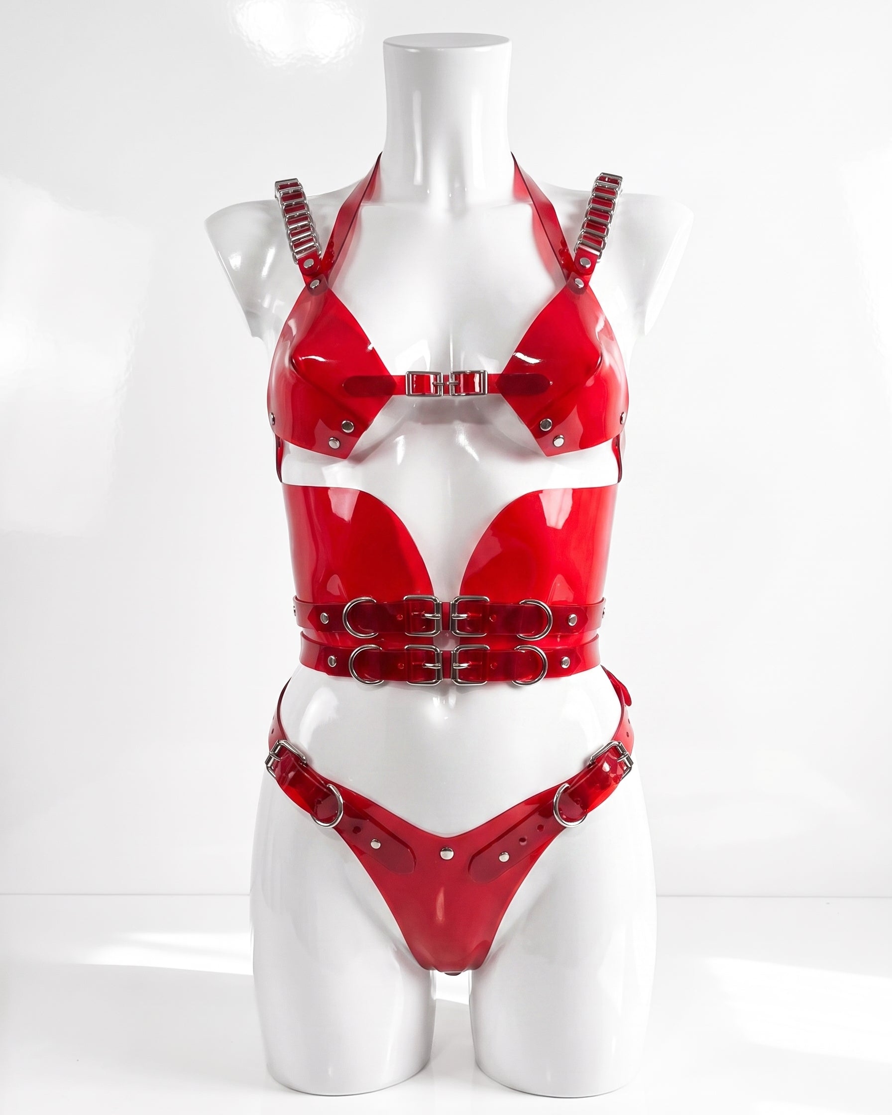 ATÉLIER JIVOMIR SIGNATURE CINCH SET luxury vegan kink intimates lingerie vinyl latex