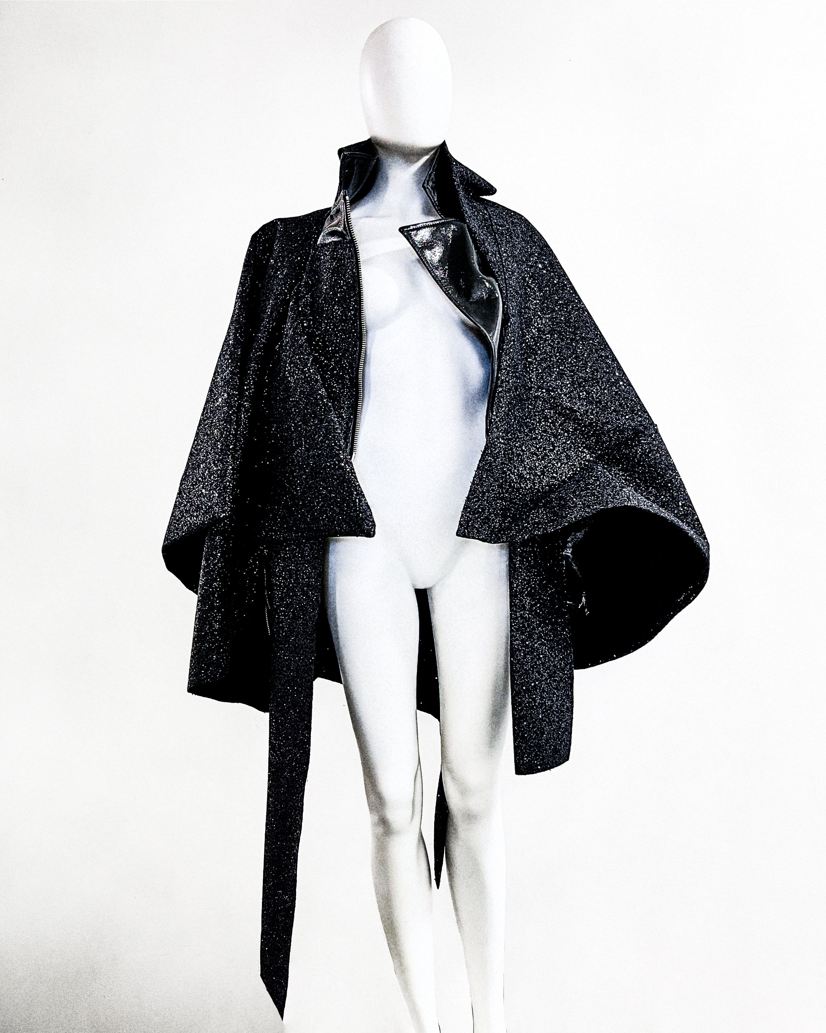 ATÉLIER JIVOMR STAR VINYL SCULPTURE GLITTER COAT JACKET AVANT GARDE BLACK