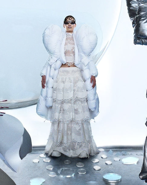ATÉLIER JIVOMIR WHITE SHOULDER PUF REIMAGINED COAT WEARBLE SCULPTURE COLLECTIBLE DRY MAGAZINE