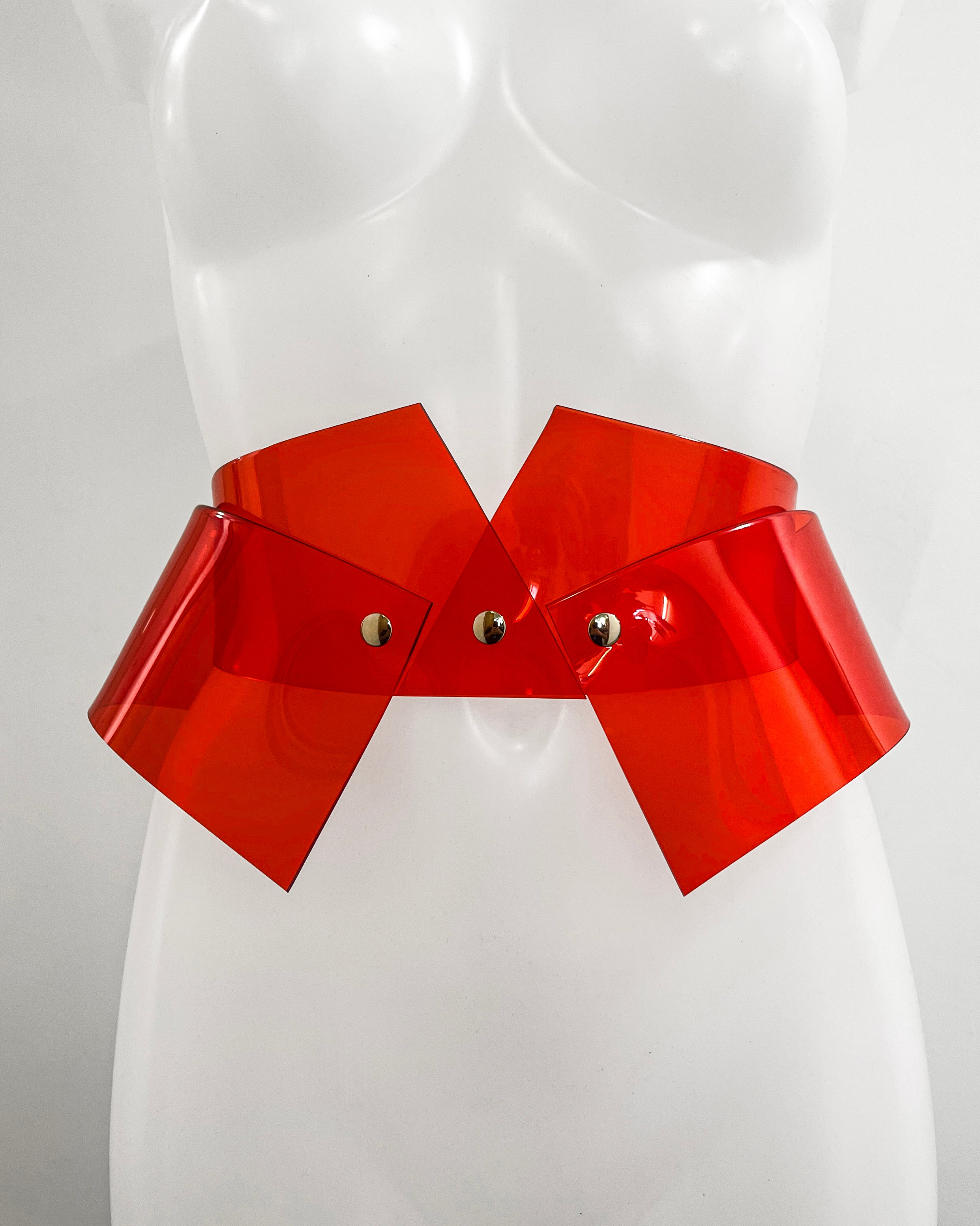 Jivomir Domoustchiev vegan vinyl pvc fashion wearable sculpture belt hand crafted to order only in East London Atelier independent luxury brand