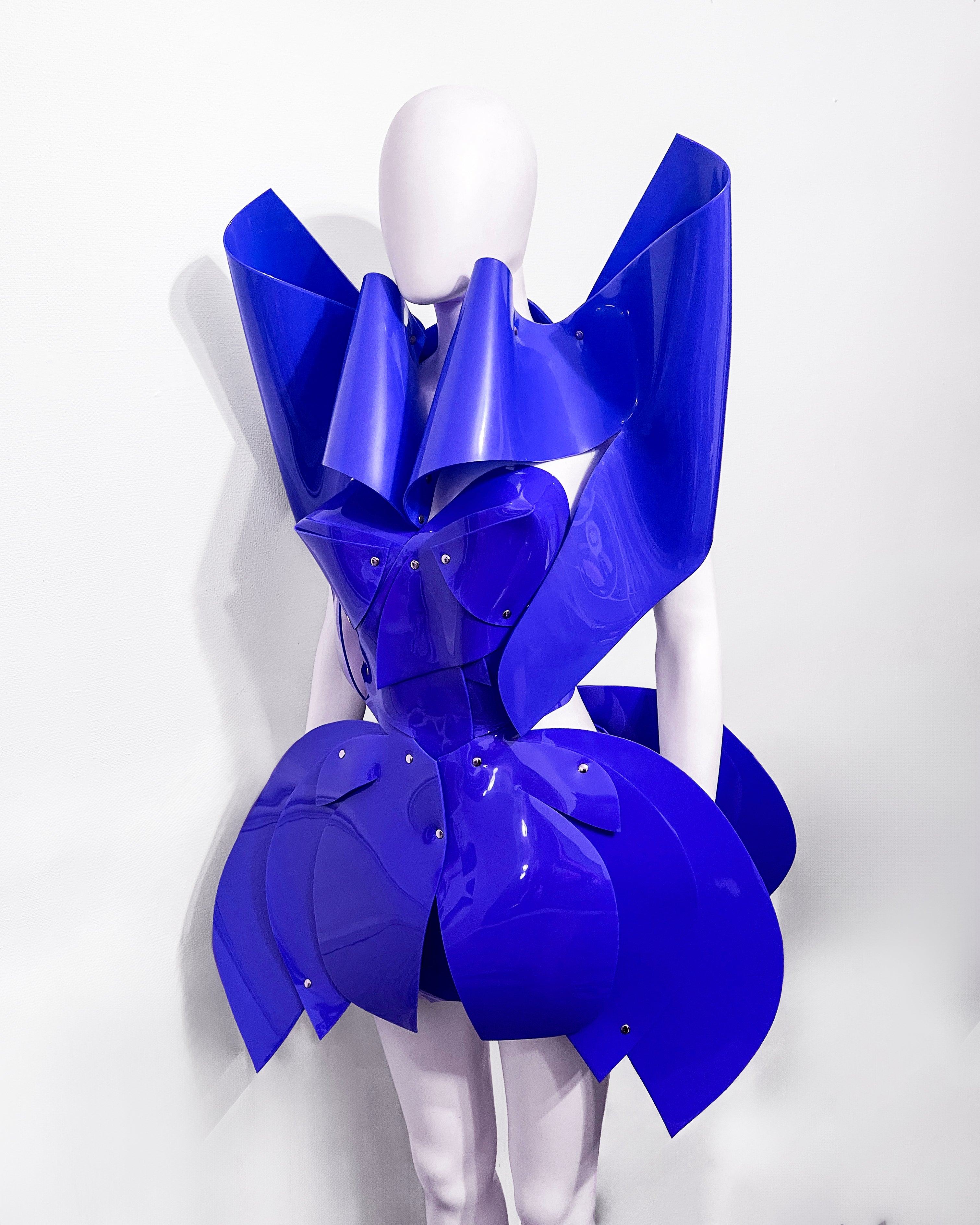 ATÉLIER JIVOMIR  vegan vinyl mini little red dress sculpture kink fetish superhero cosplay luxury hand crafted designer must have crafted couture