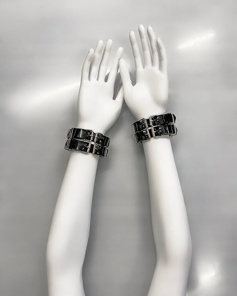 Jivomir Domoustchiev vegan vinyl pvc fashion wearable sculpture hand crafted to order only in East London Atelier independent luxury collar choker cuffs must've accessories