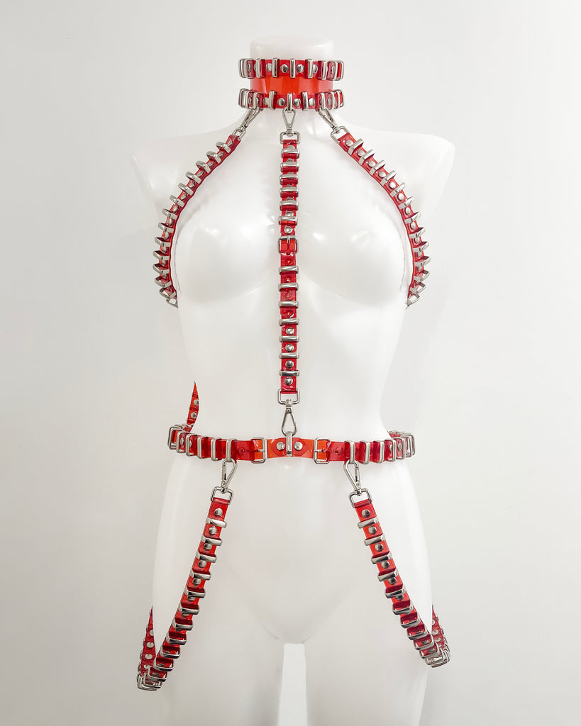 Jivomir Domoustchiev vegan vinyl pvc fashion wearable sculpture hand crafted to order only in East London Atelier independent luxury brand  mini ring harness