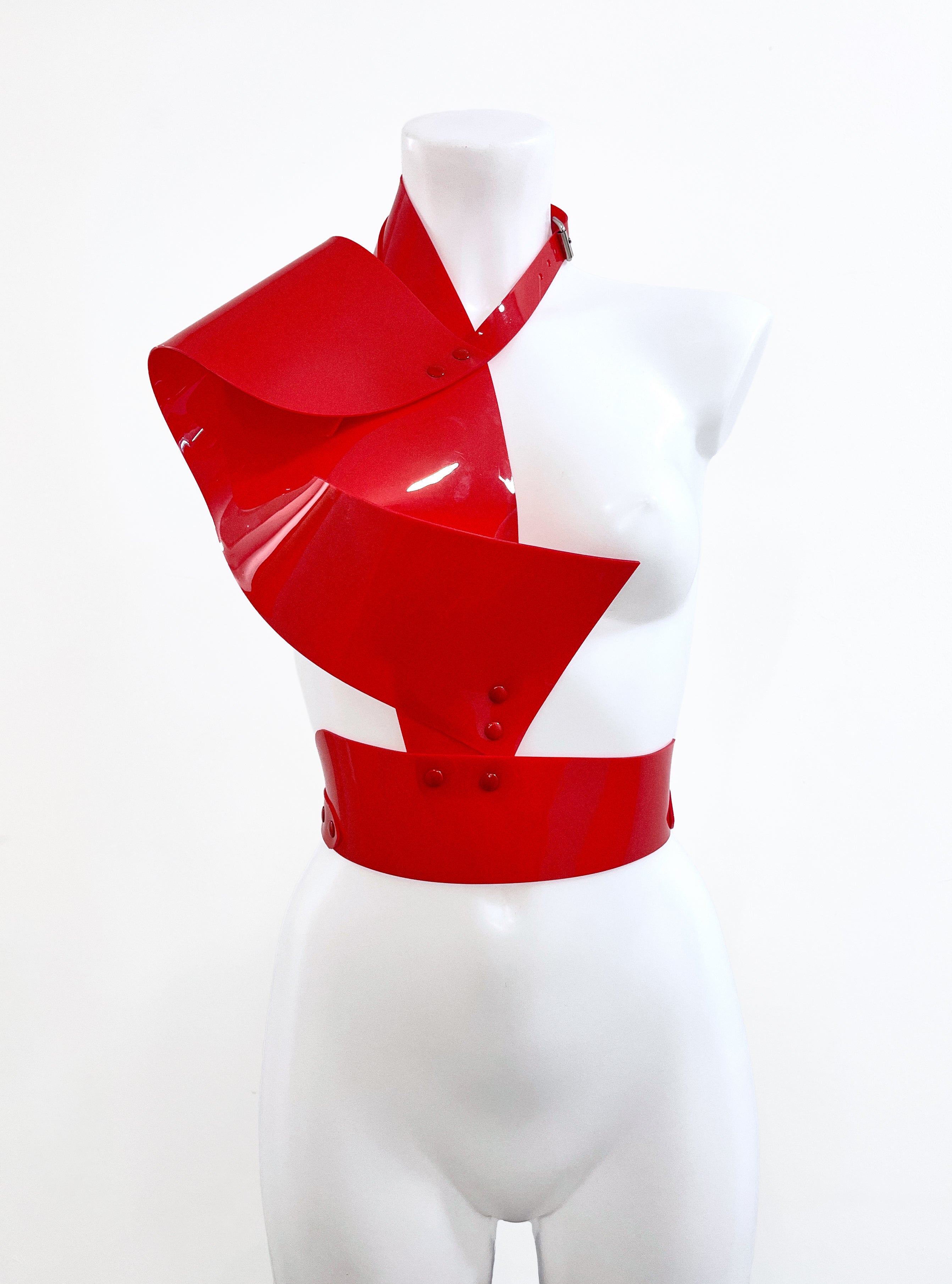 ATÉLIER JIVOMIR vegan half harness fashion accessory red mens women's belt luxury accessory vinyl future
