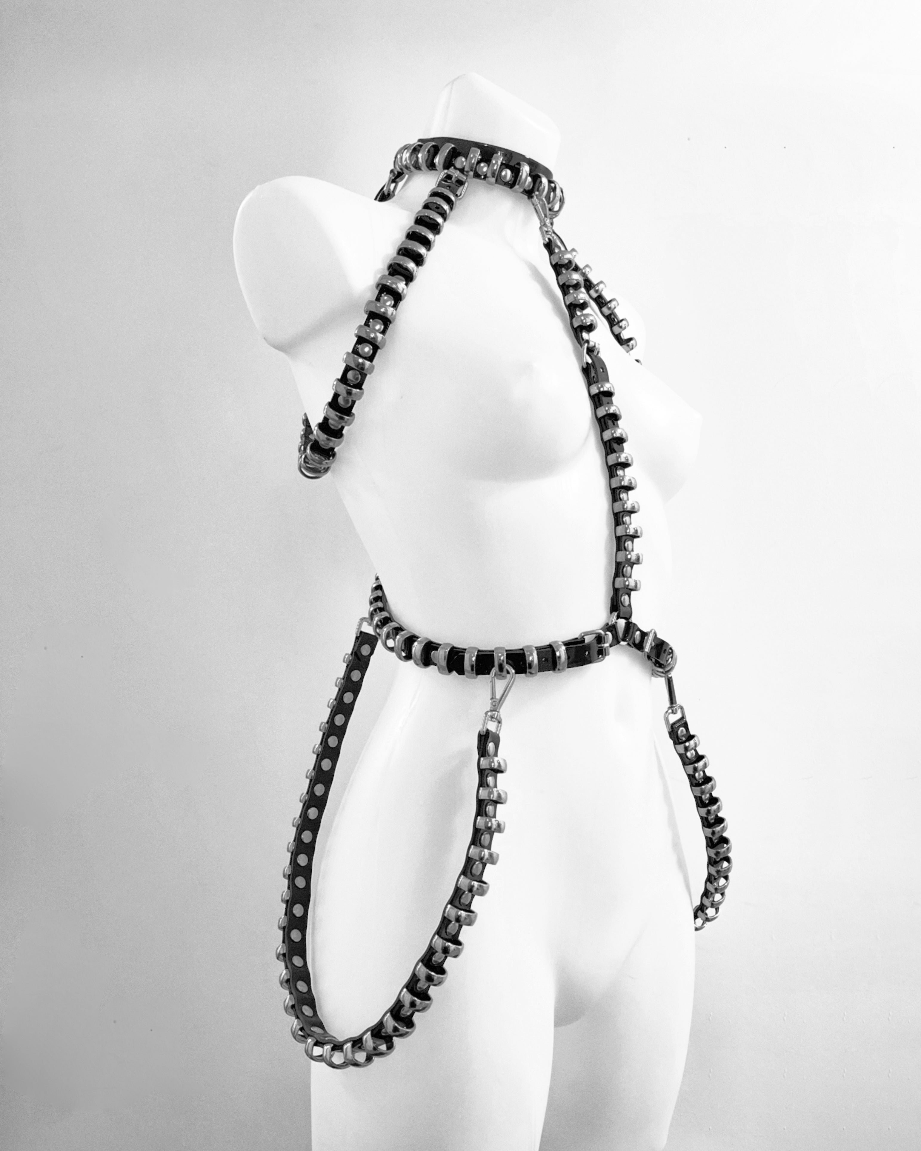 Jivomir Domoustchiev vegan vinyl pvc fashion wearable sculpture hand crafted to order only in East London Atelier independent luxury brand  mini ring harness