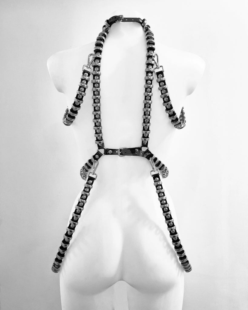 Jivomir Domoustchiev vegan vinyl pvc fashion wearable sculpture hand crafted to order only in East London Atelier independent luxury brand  mini ring harness