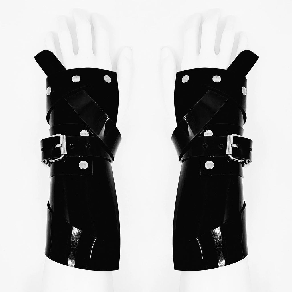 Mens vegan vinyl rave gladiator clubbing set by Jivomir Domoustchiev cosplay superhero future fashion hand crafted