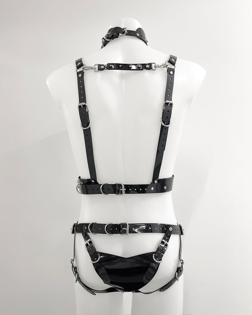 Mens vegan vinyl rave gladiator clubbing set by Jivomir Domoustchiev cosplay superhero future fashion hand crafted 