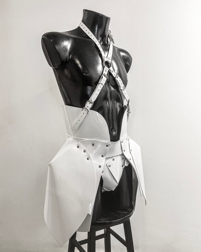 Jivomir Domoustchiev vegan vinyl pvc fashion wearable sculpture hand crafted to order only in East London Atelier independent luxury brand