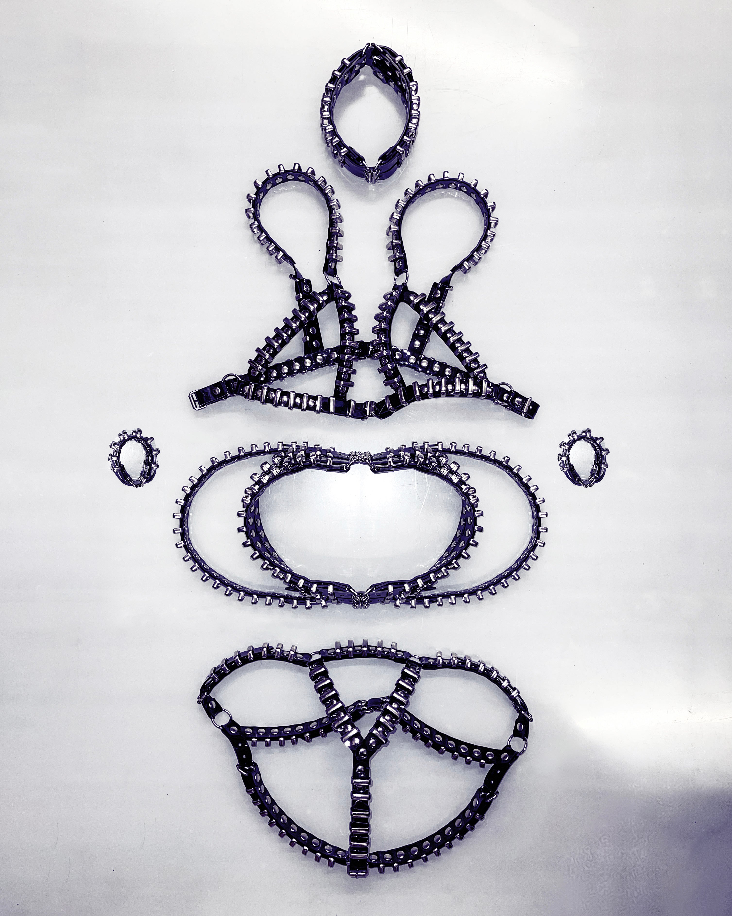 ATÉLIER JIVOMIR LUXURY VEGAN HAND CRAFTED MINI RING HARNESS KINK INTIMATES LINGERIE HARNESS BRA KNICKER SETS 