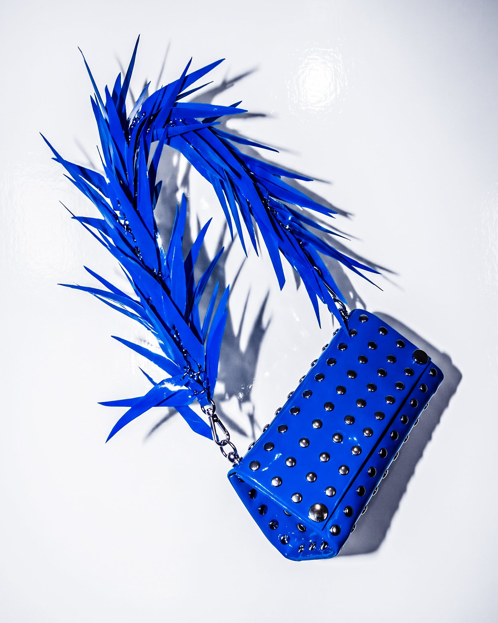 ATÉLIER JIVOMIR LUXURY FASHION ACCESSORIES HAND CRAFTED KINK BODY JEWELLERY BIKER PURSE HANDBAG ESSENTIAL COLOUR POP ART BLUE