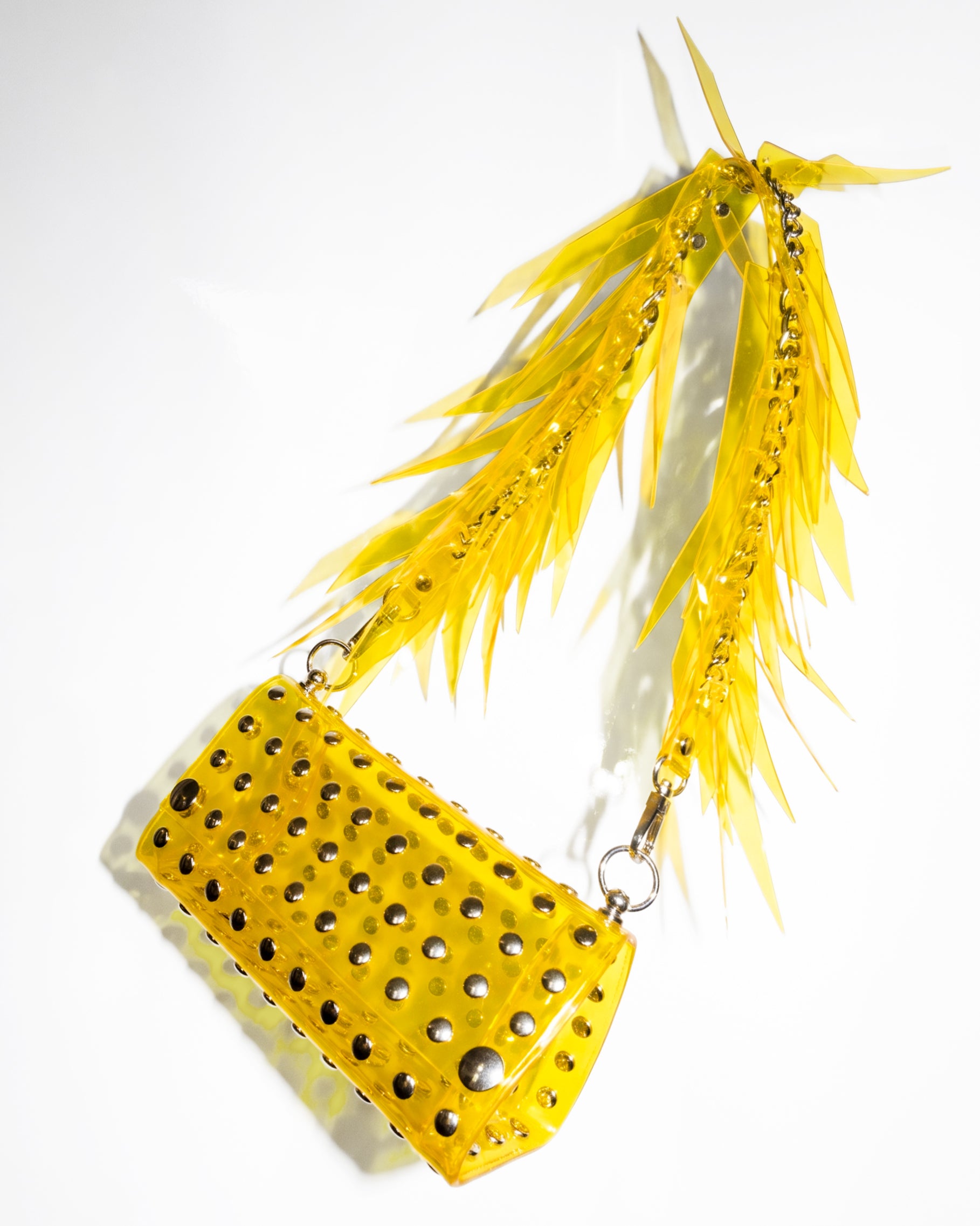 ATÉLIER JIVOMIR LUXURY FASHION ACCESSORIES HAND CRAFTED KINK BODY JEWELLERY BIKER PURSE HANDBAG ESSENTIAL COLOUR POP ART YELLOW CLEAR