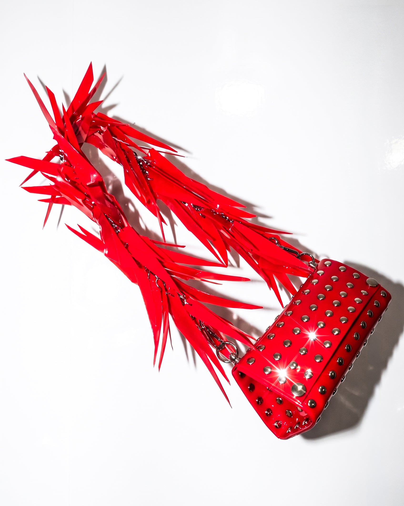 ATÉLIER JIVOMIR LUXURY FASHION ACCESSORIES HAND CRAFTED KINK BODY JEWELLERY BIKER PURSE HANDBAG ESSENTIAL COLOUR POP ART RED