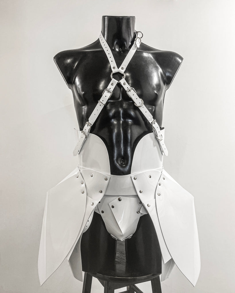 Jivomir Domoustchiev vegan vinyl pvc fashion wearable sculpture hand crafted to order only in East London Atelier independent luxury brand