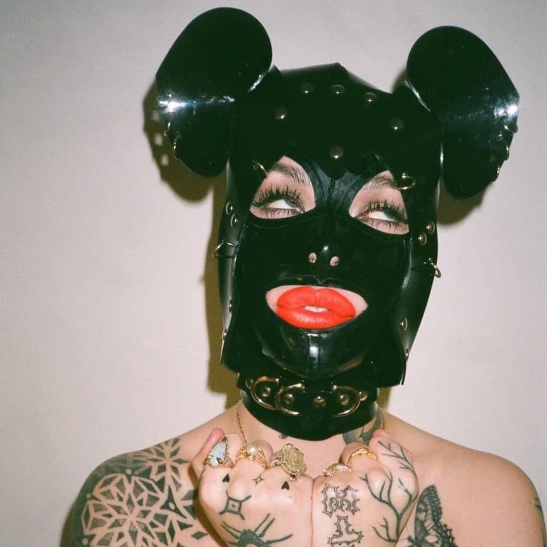 luxury Vegan vinyl spirit animal studded kink COS play anime headpiece mask carnival ATÉLIER JIVOMIR Halloween black over latex