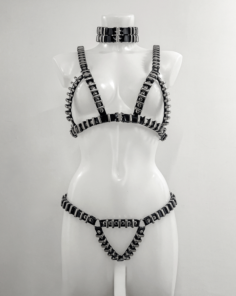 Jivomir Domoustchiev vegan vinyl pvc fashion wearable sculpture hand crafted to order only in East London Atelier independent luxury brand bras and panties knickers 
