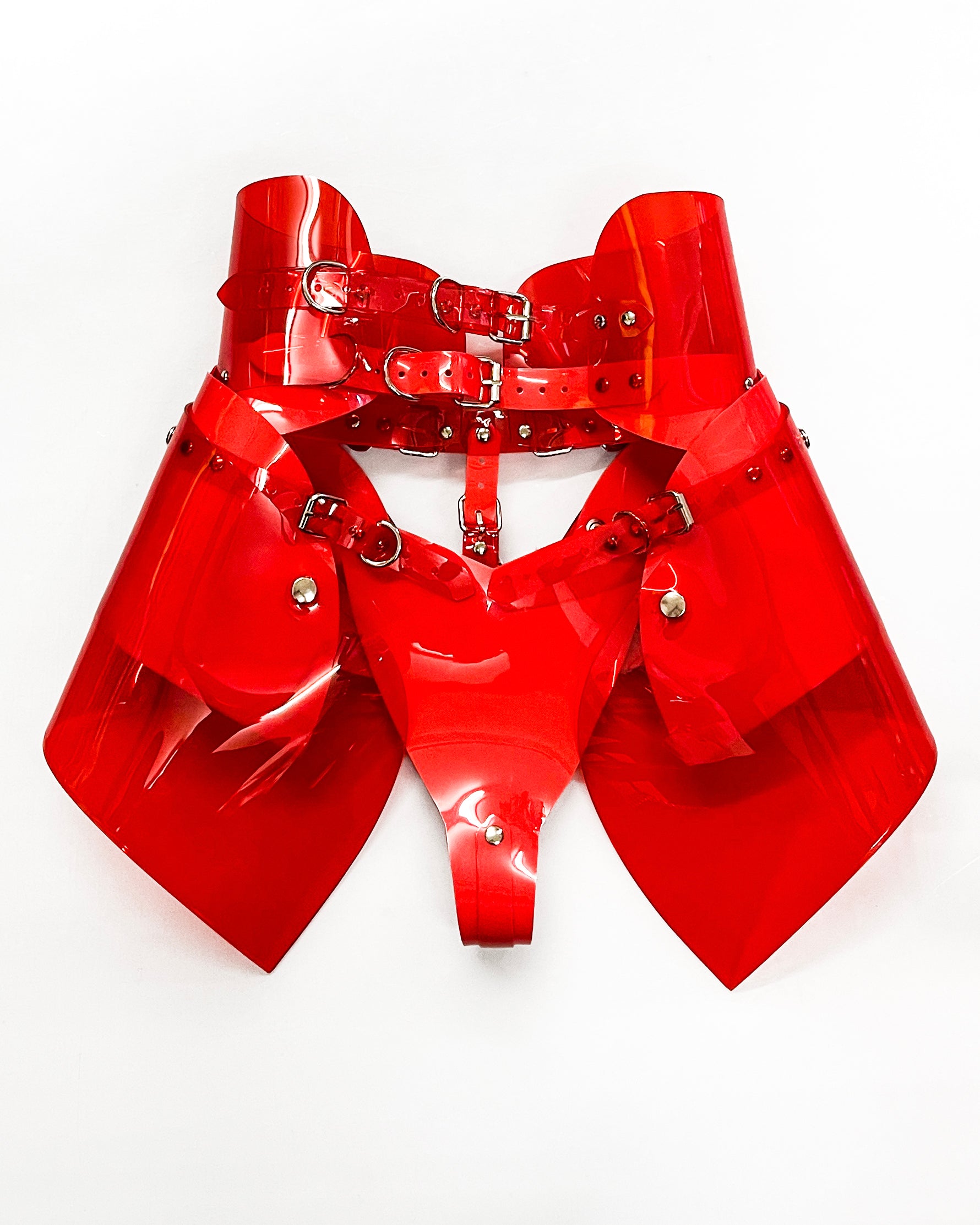 ATELIER JIVOMIR VEGAN VINYL LUXURY RBO HIPSTER SKIRT RED