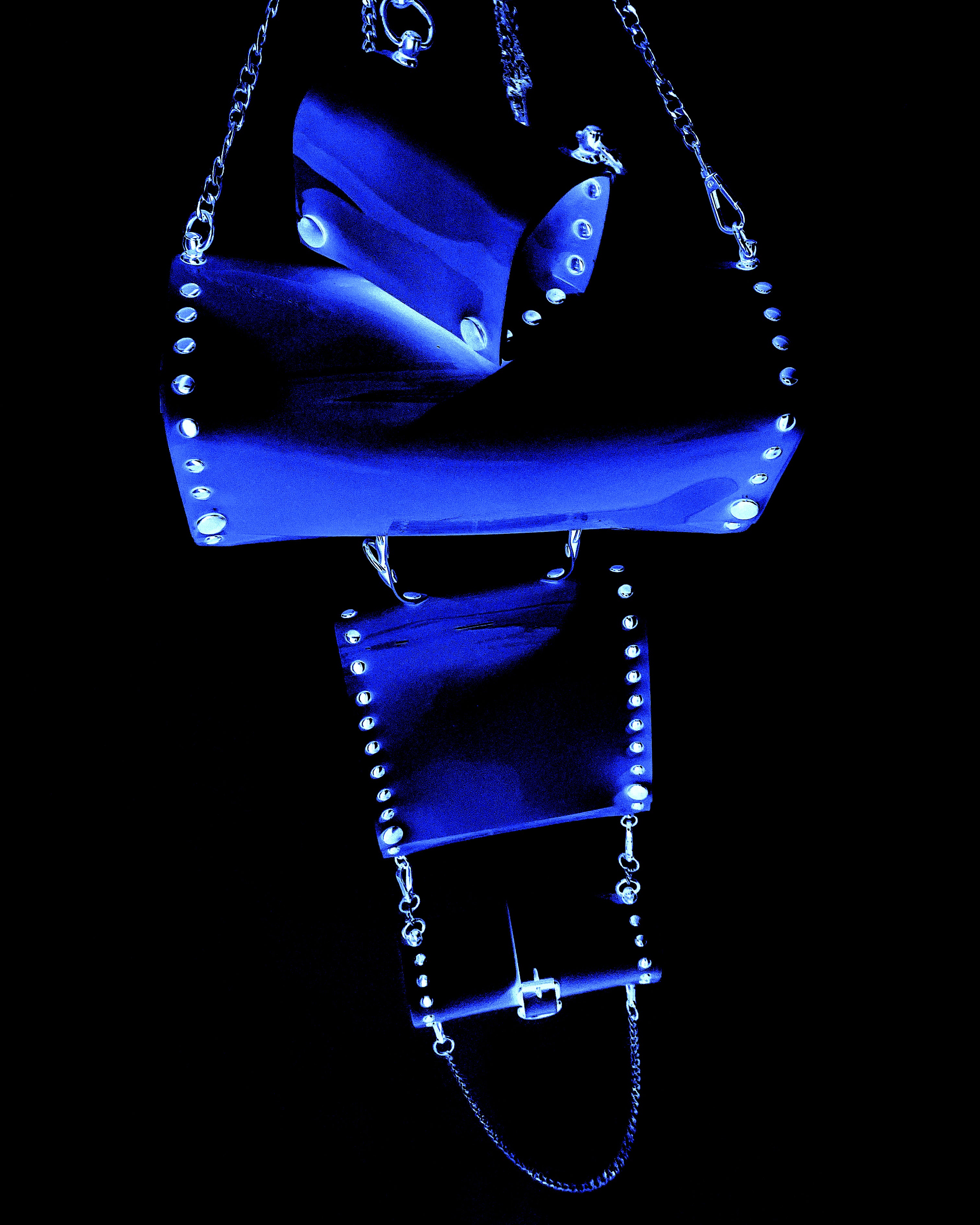 ATÉLIER JIVOMIR LUXURY FASHION ACCESSORIES HAND CRAFTED KINK BODY JEWELLERY BIKER PURSE HANDBAG ESSENTIAL COLOUR POP ART BLUE