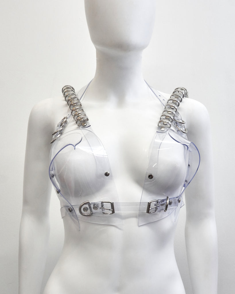 Jivomir Domoustchiev multi ring heart shaped sculpture bra ❤️Bustier transparent love clear