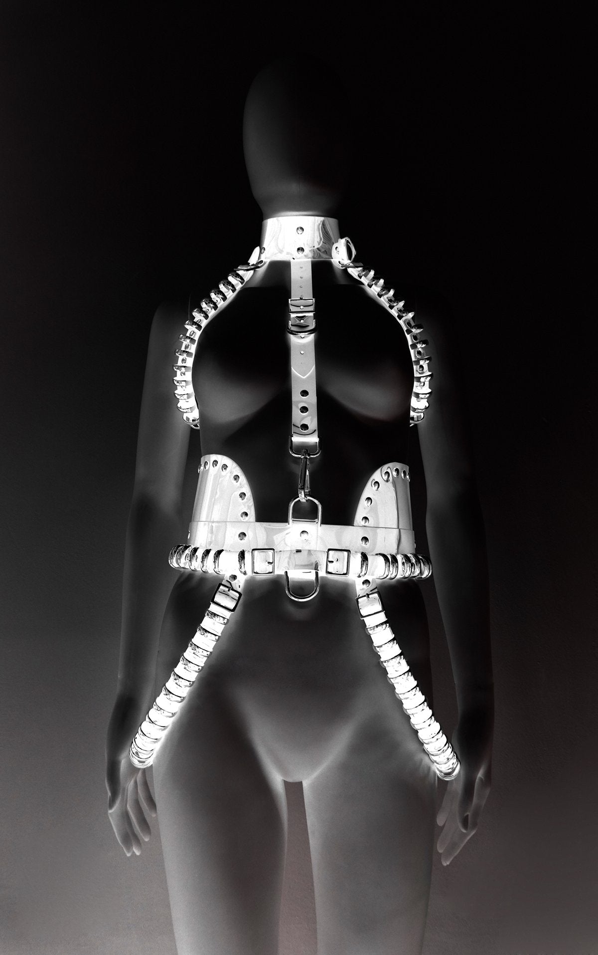 Jivomir Domoustchiev vegan vinyl multi ring harness kink fetish Lady Gaga designer