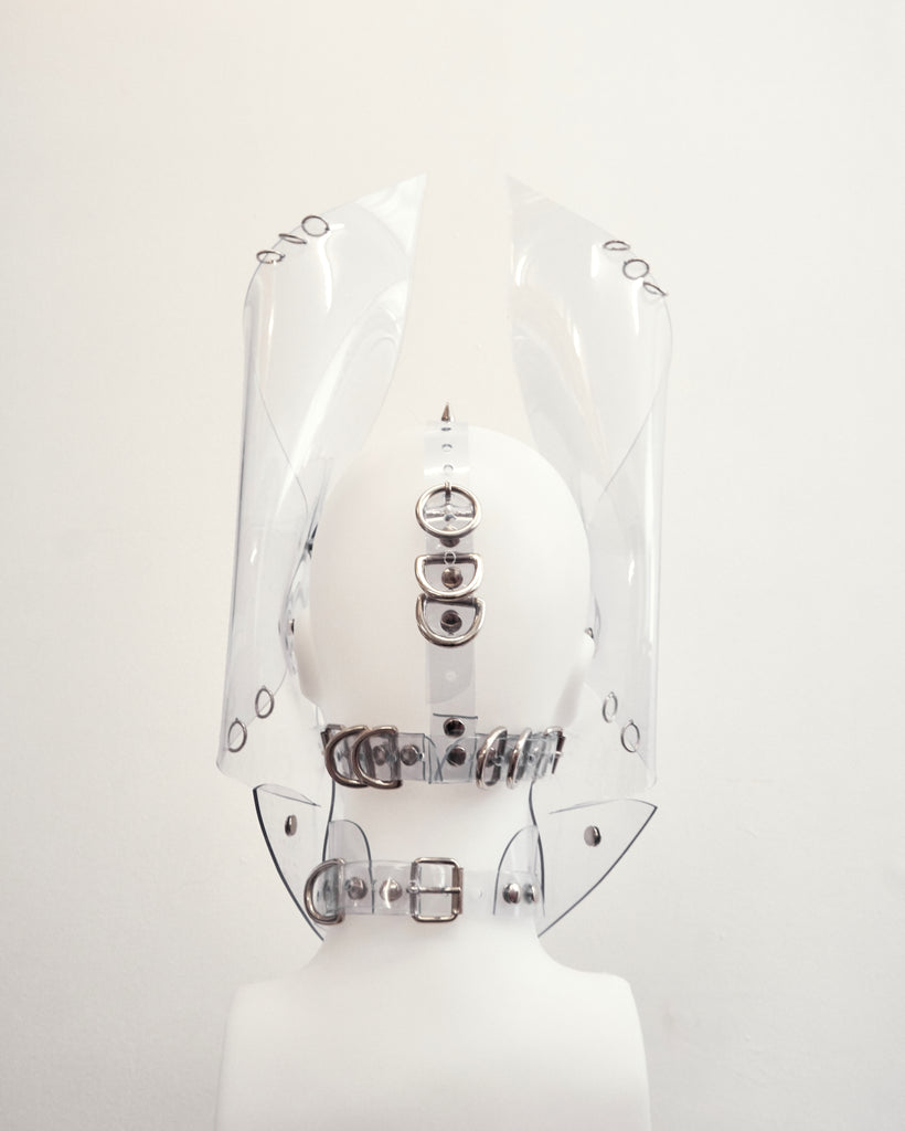 Vegan vinyl spirit animal studded kink role-play anime headpiece mask carnival rabbit cat eagle wolf dog ring Jivomir Domoustchiev