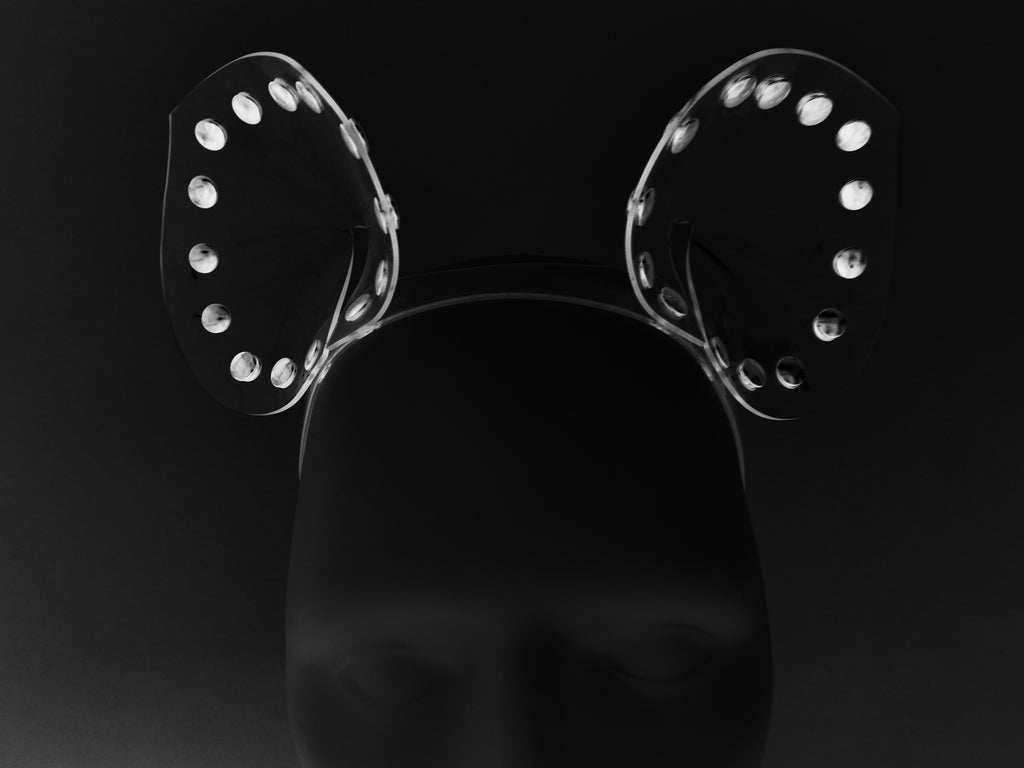 Jivomir Domoustchiev vegan vinyl pvc fashion wearable sculpture hand crafted to order only in East London Atelier independent luxury brand cuffs accessories